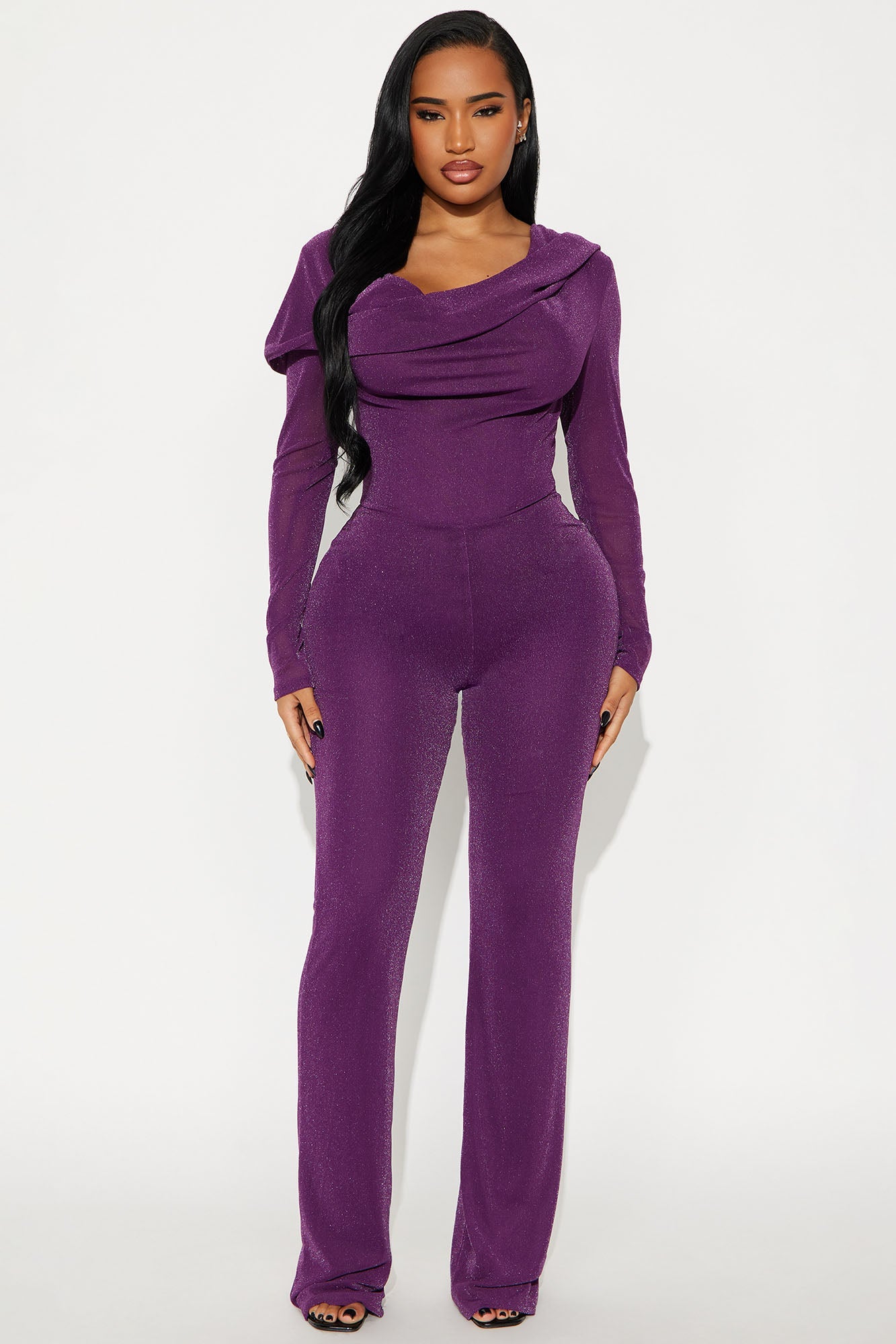 Bold Moves Hooded Slinky Jumpsuit - Purple