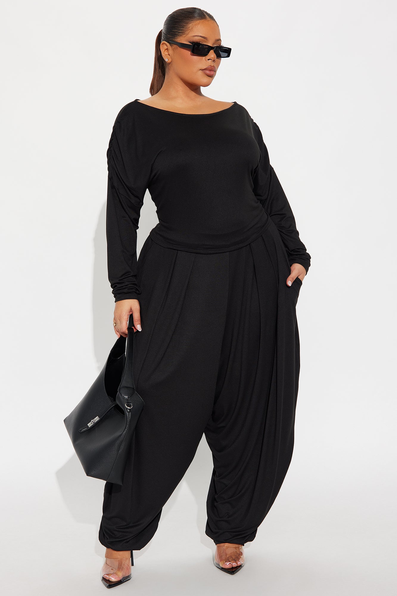 Cool Girl Balloon Pant Set - Black