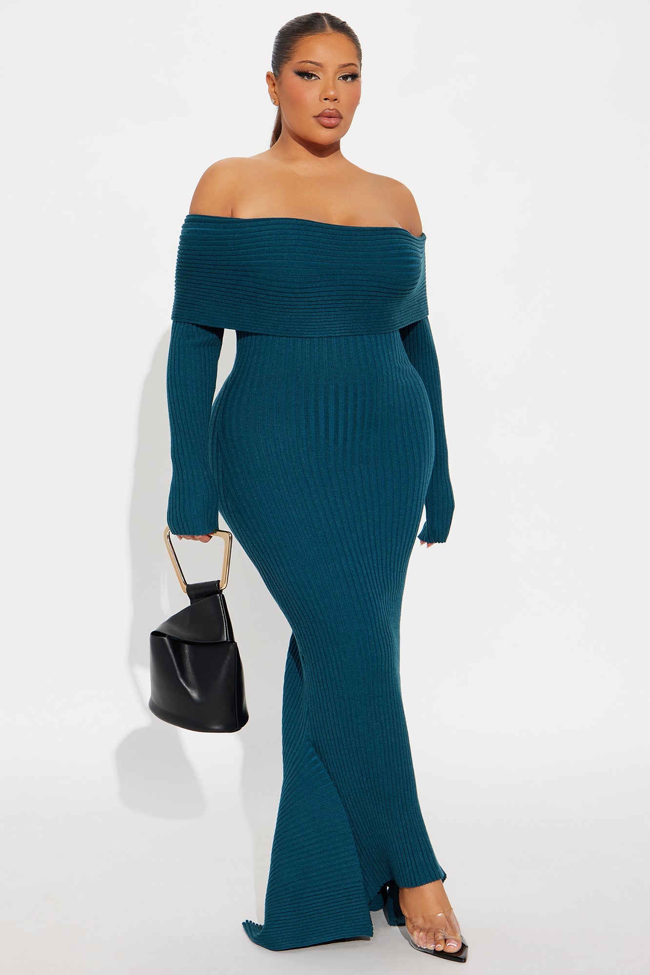 GF Material Sweater Maxi Dress - Teal