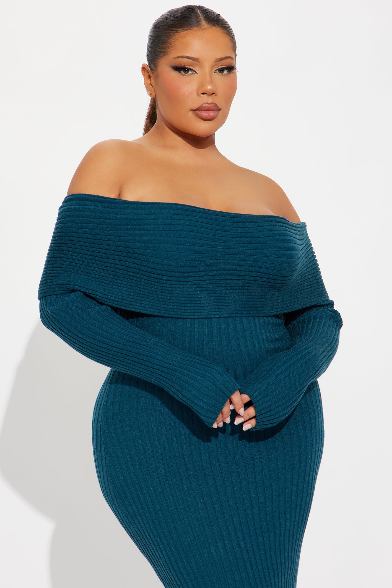GF Material Sweater Maxi Dress - Teal