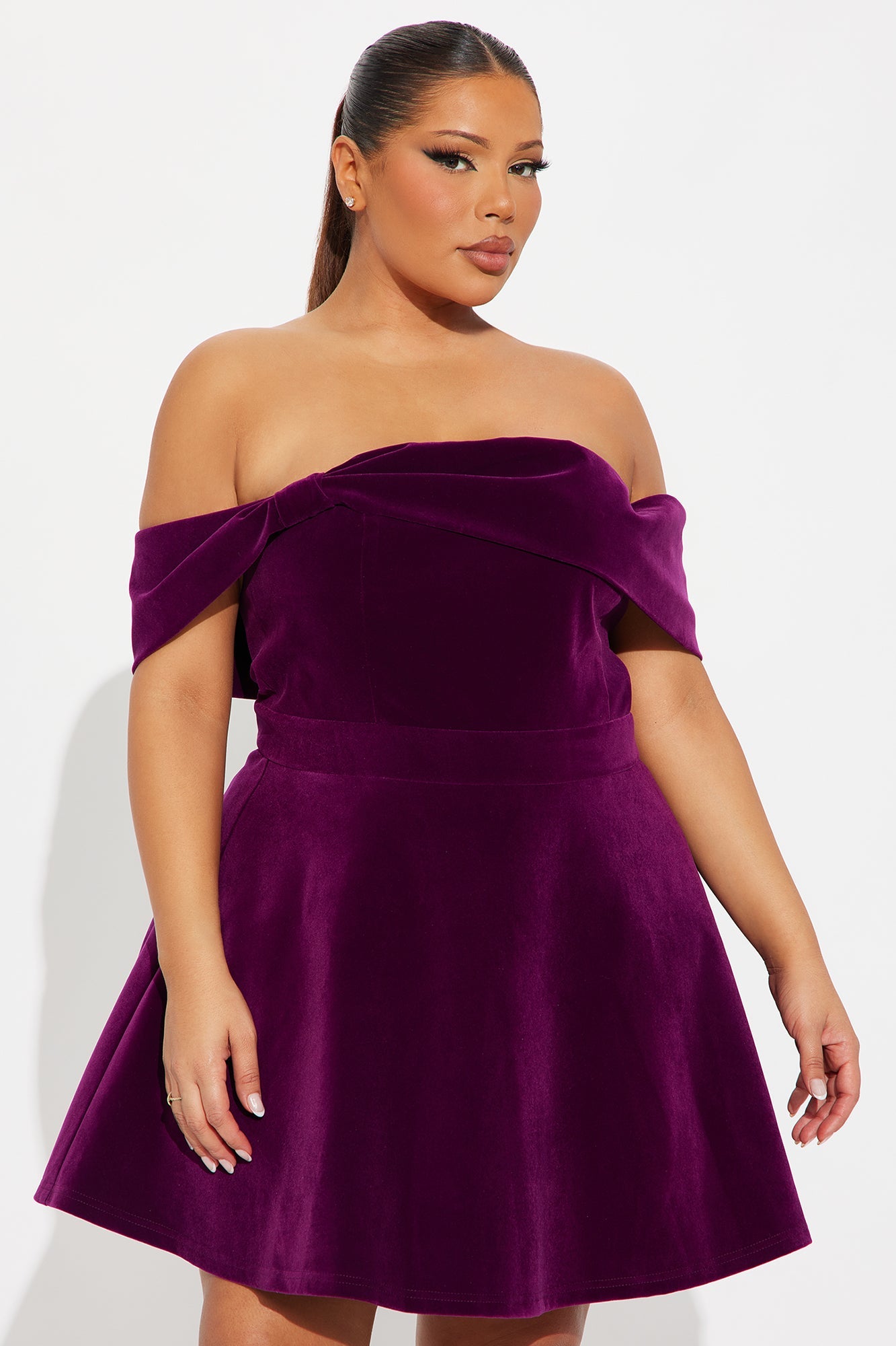 She Is The Moment Strapless Velvet Mini Dress - Purple