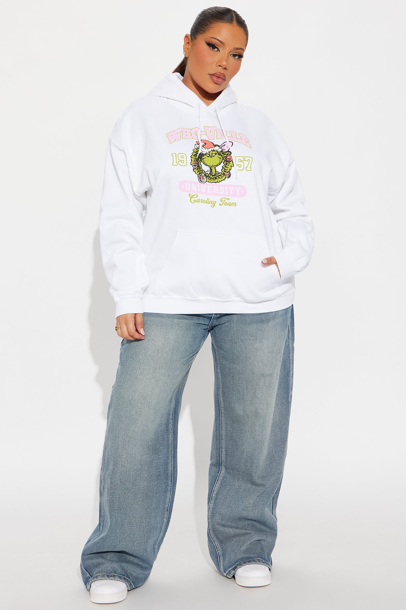 The Grinch Whoville University Fleece Hoodie - White