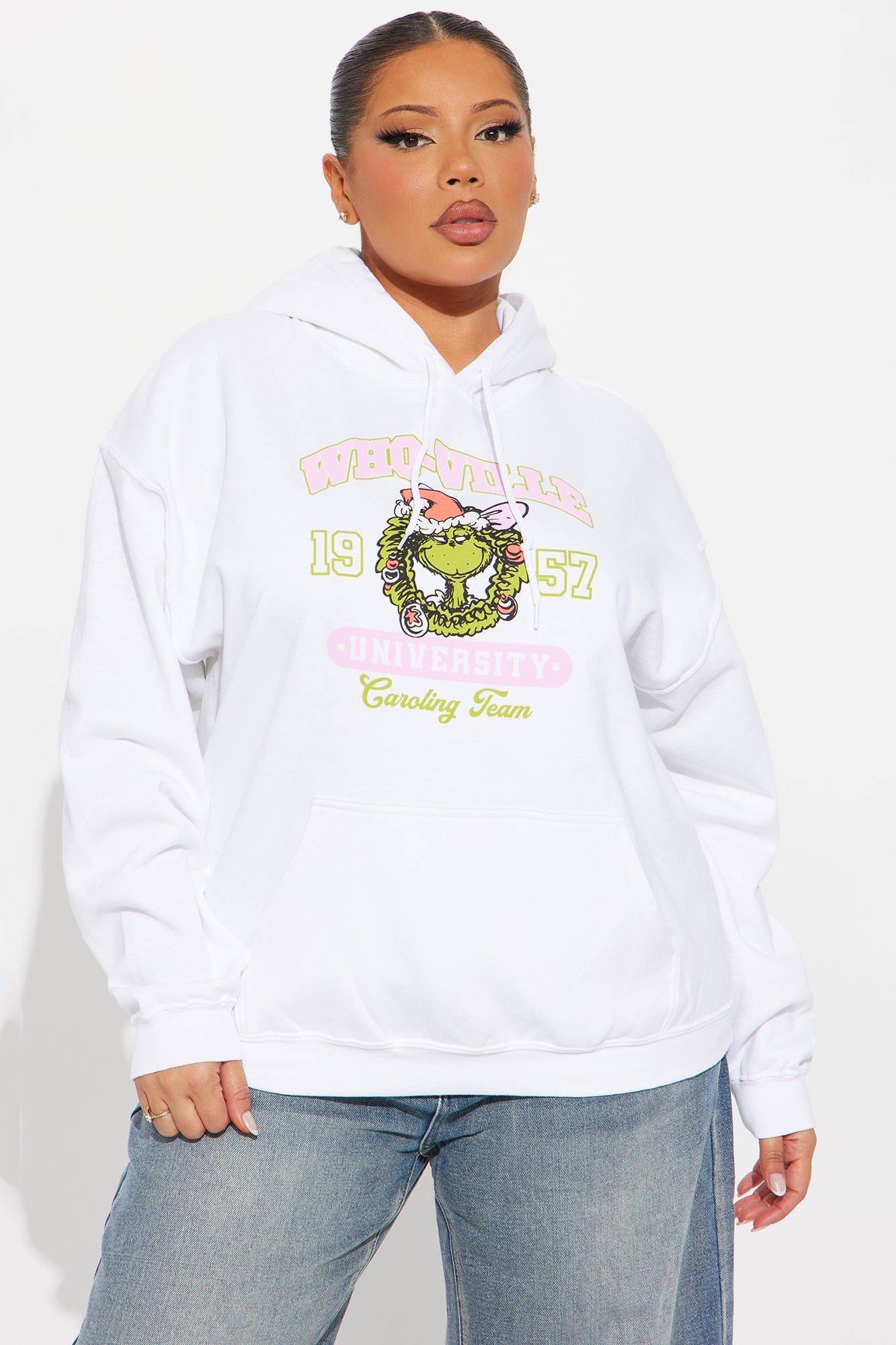 The Grinch Whoville University Fleece Hoodie - White