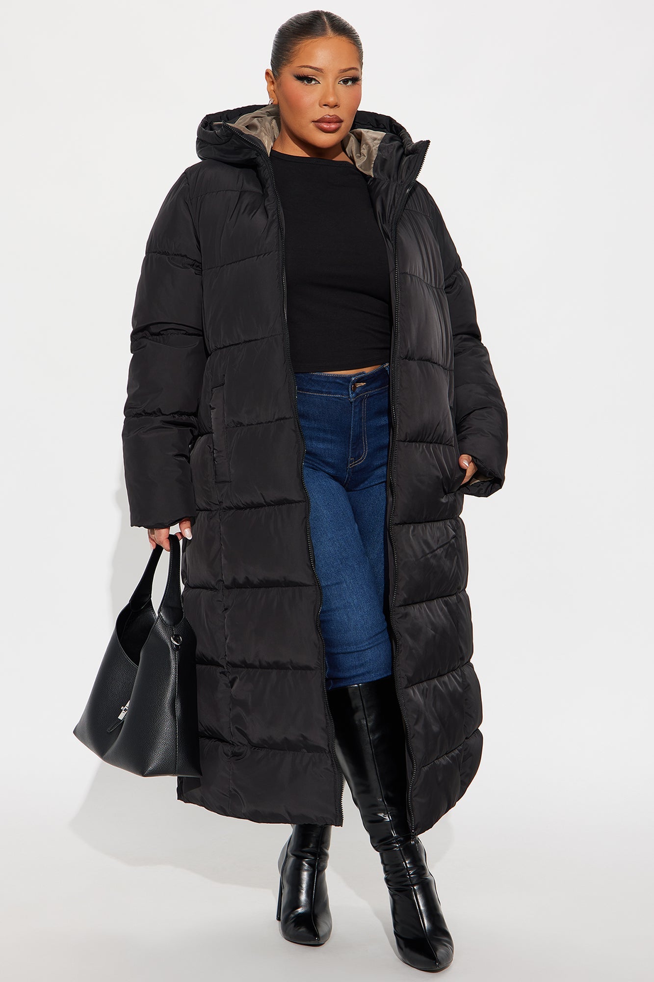 Trisha Long Puffer jacket - Black
