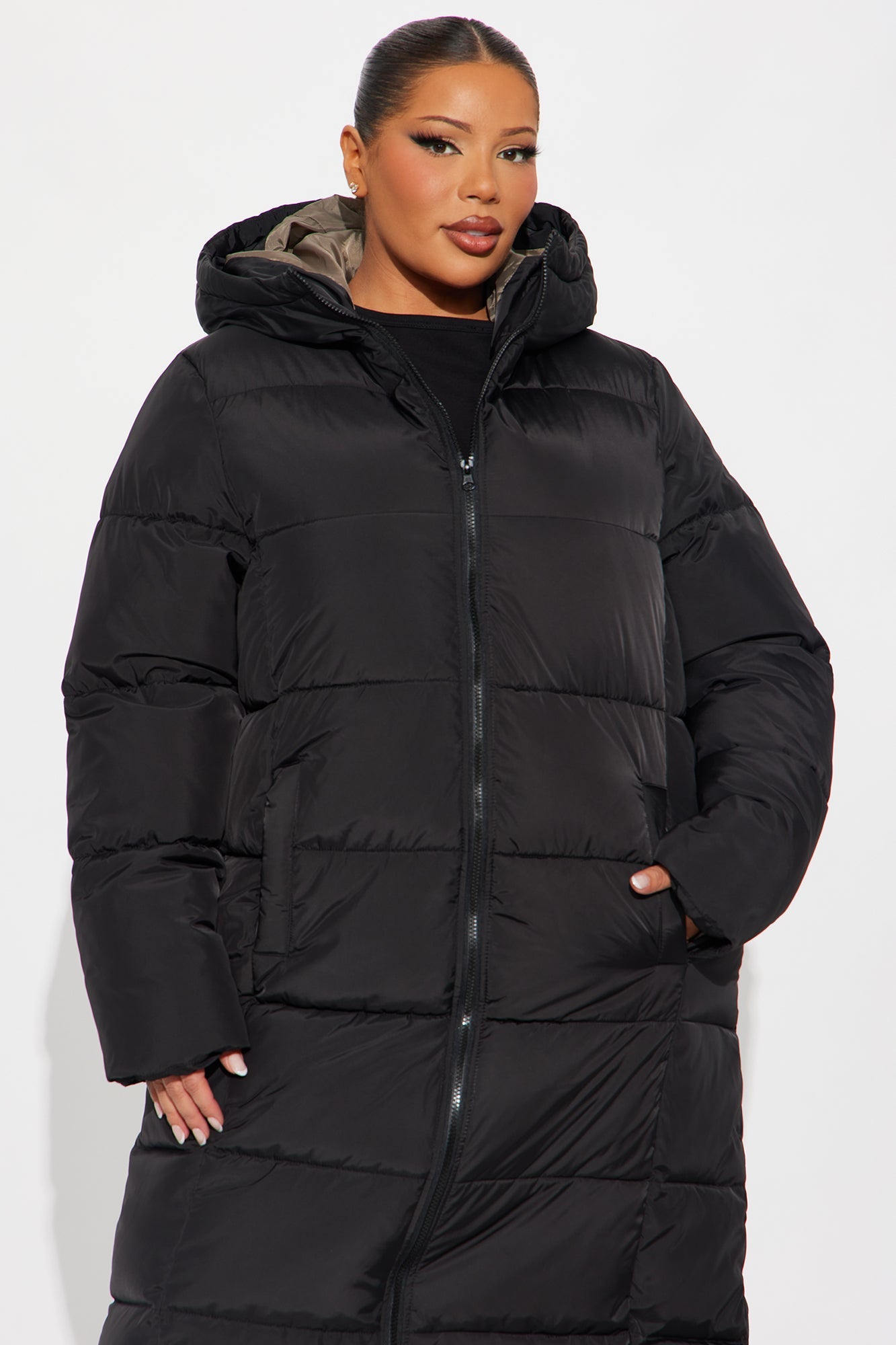 Trisha Long Puffer jacket - Black