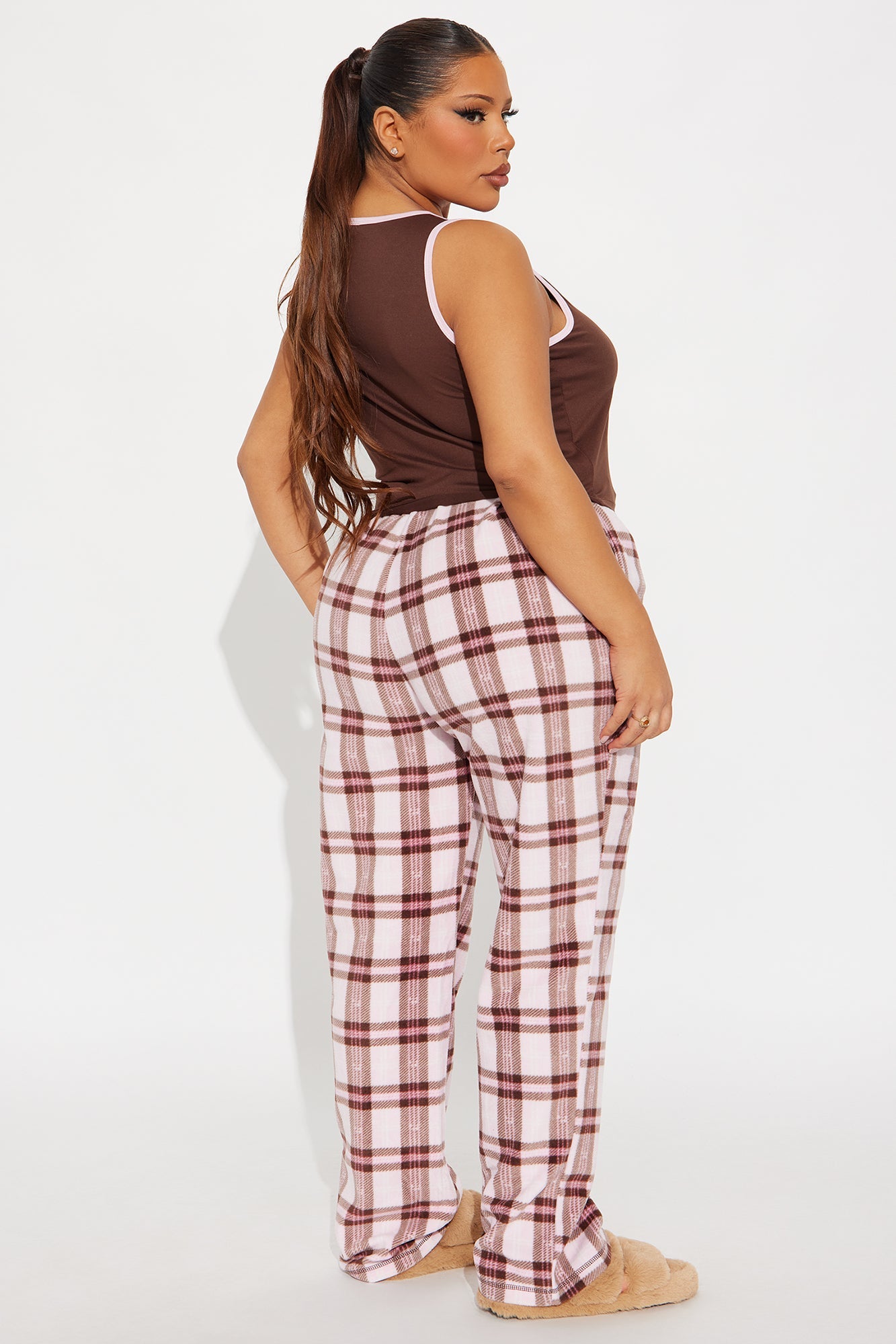 Von Dutch Tank PJ Fleece Boxer Pant Set - Chocolate/Combo