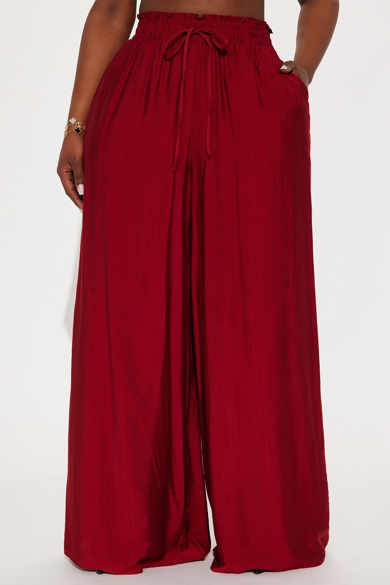 Meet At Sunset Wide Leg Pant - Burgundy