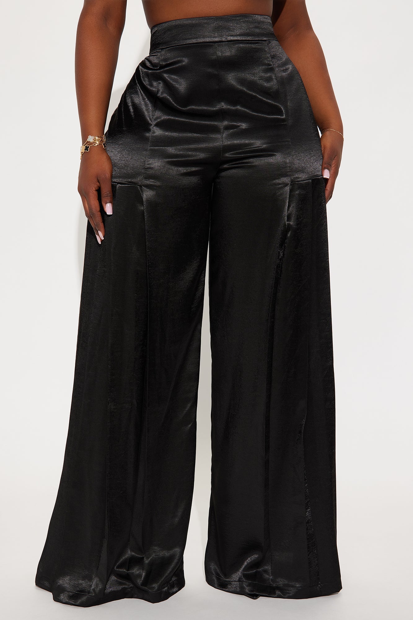 Lost In Your Eyes Satin Wide Leg Pant 33 - Black