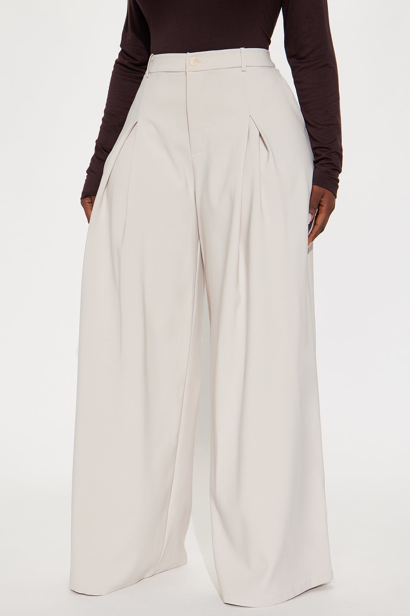 Karianna Crepe Woven Wide Leg Pant 33 - Stone