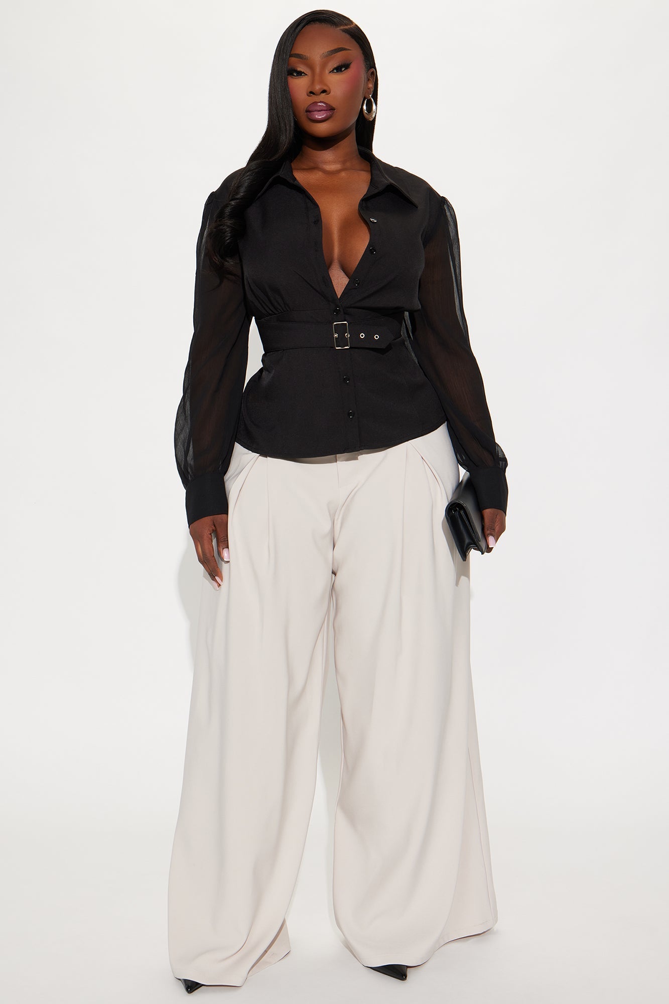 Power Move Belted Shirt - Black