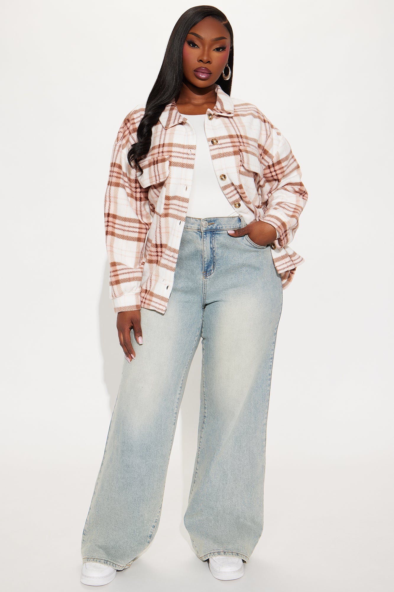 Jessica Plaid Shacket - Brown/combo