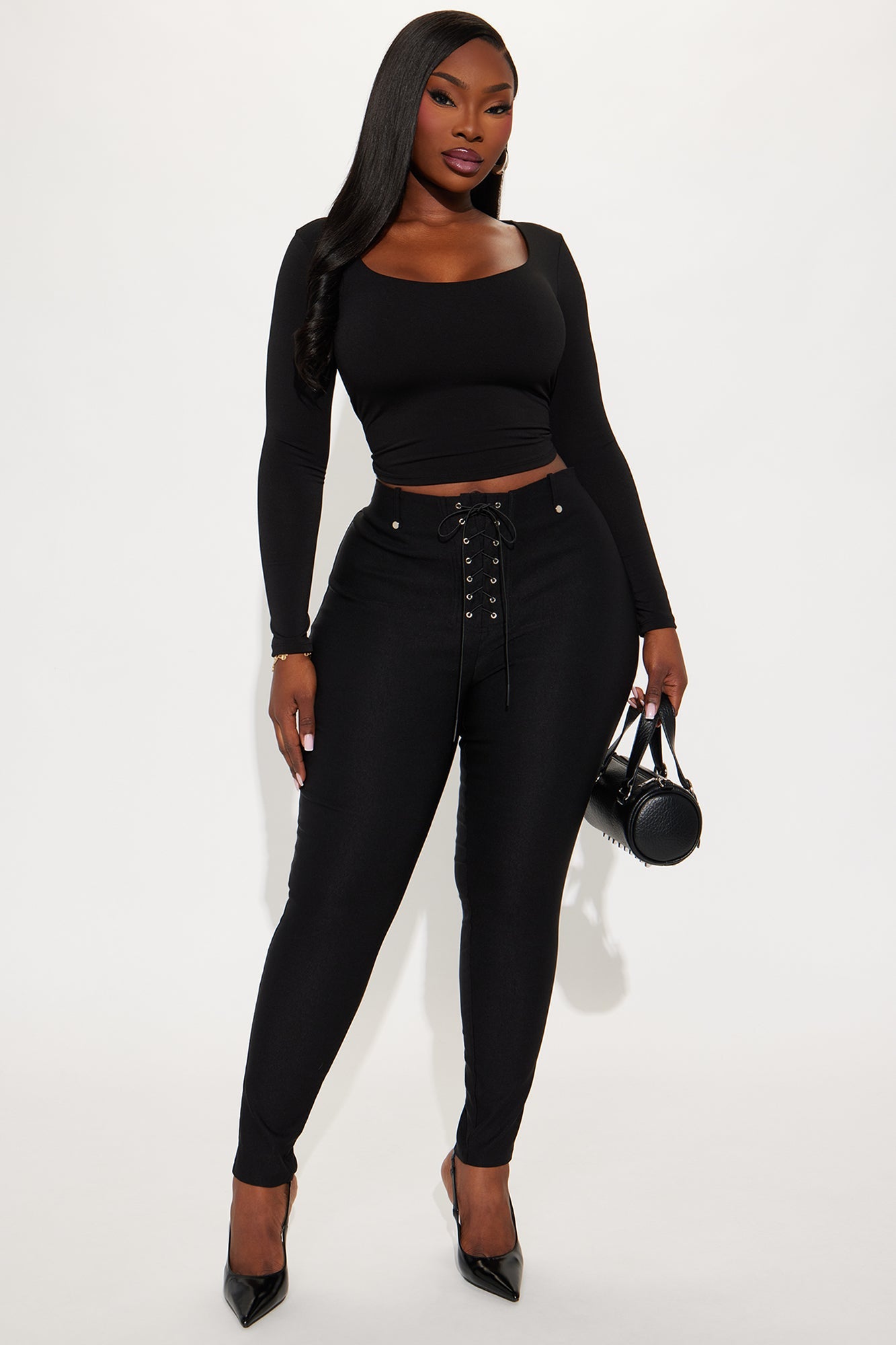 Bet On It Tie Up Skinny Pant 29″ - Black