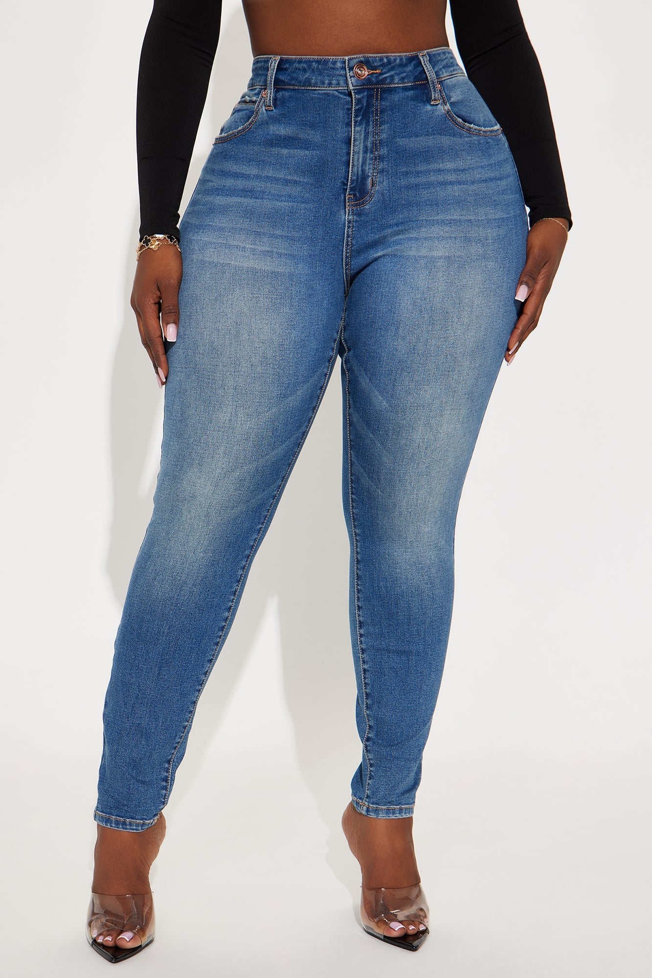 Smooth Fit Mid Rise Skinny Jeans - Medium Wash