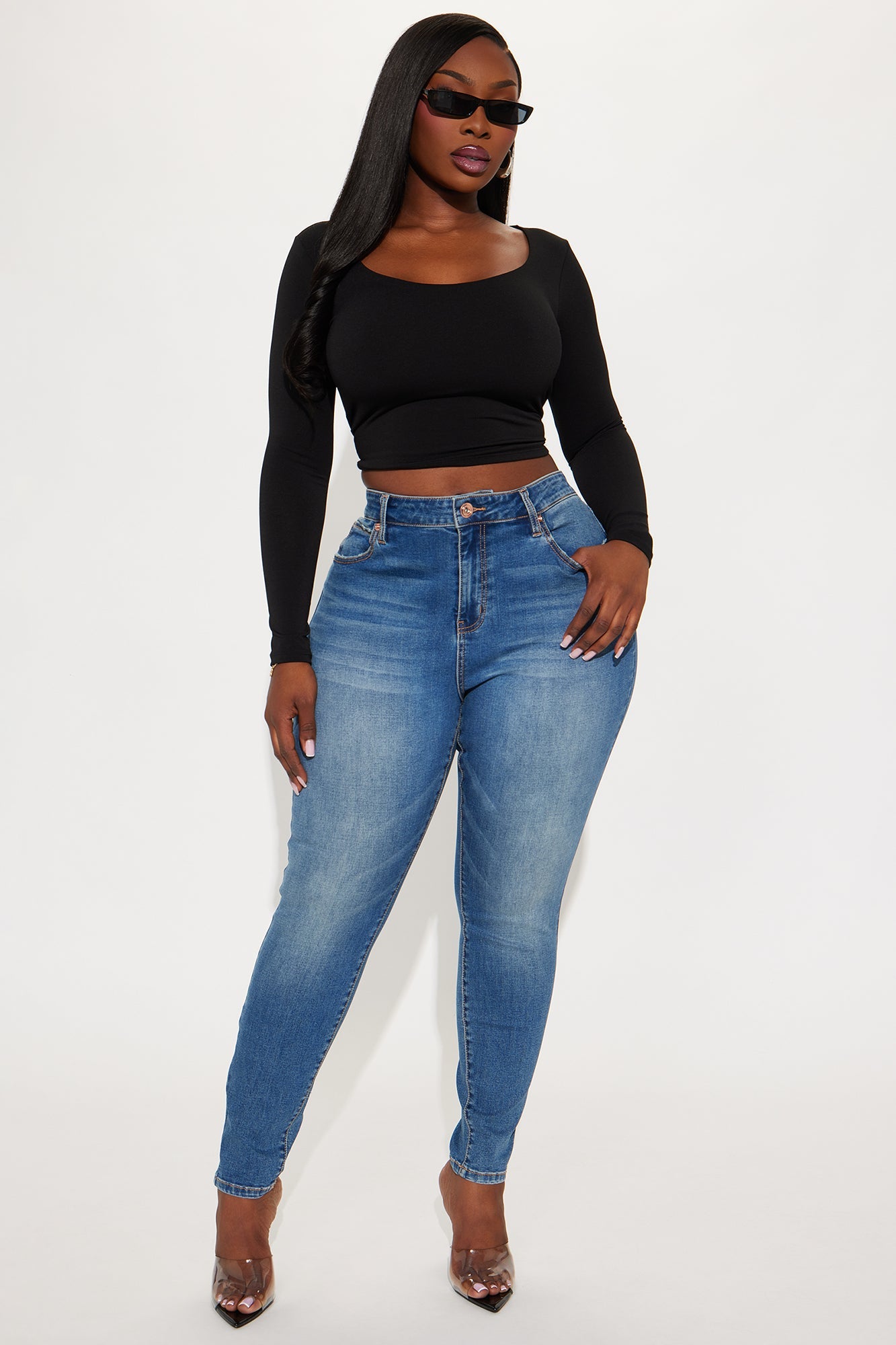 Smooth Fit Mid Rise Skinny Jeans - Medium Wash