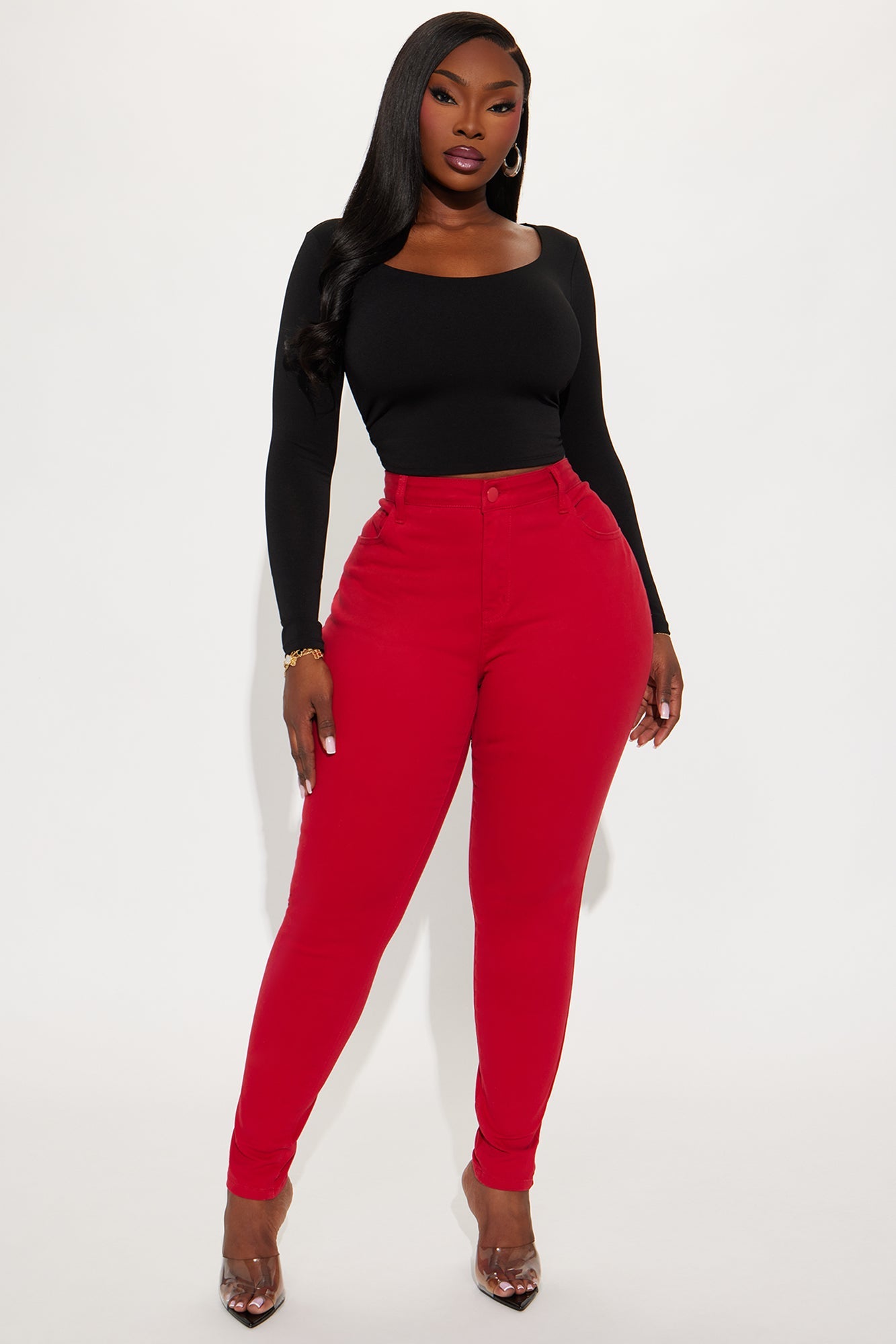 Skinny Uniform Pants - Red