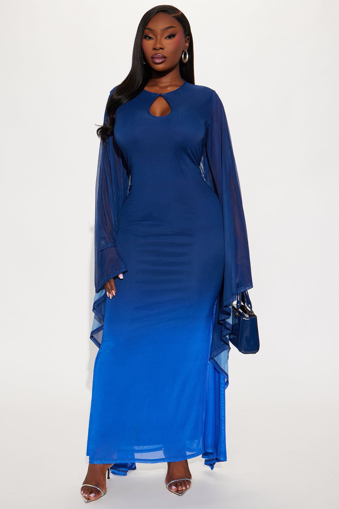 Poisoned Love Ombre Mesh Maxi Dress - Navy