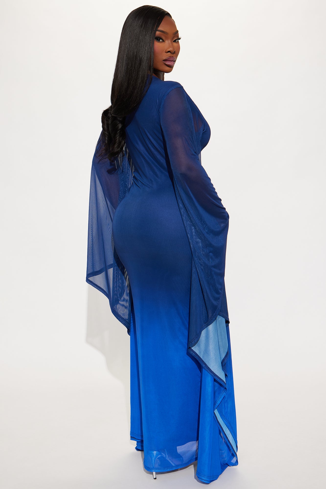 Poisoned Love Ombre Mesh Maxi Dress - Navy