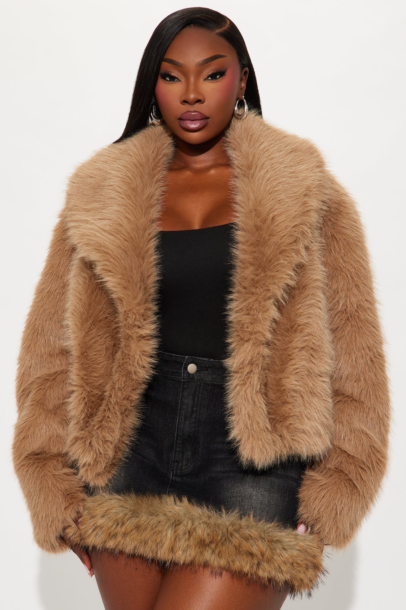 Gigi Faux Fur Coat - Mocha