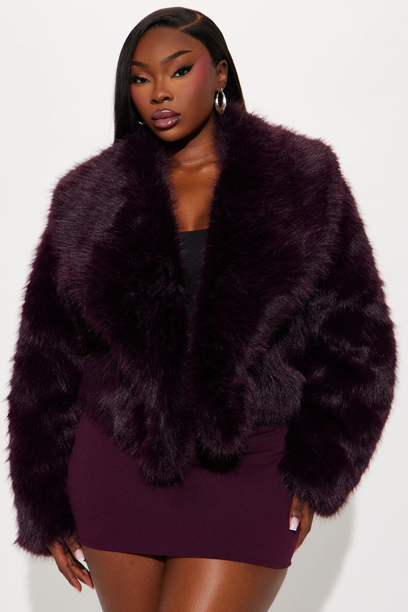 Gigi Faux Fur Coat - Plum