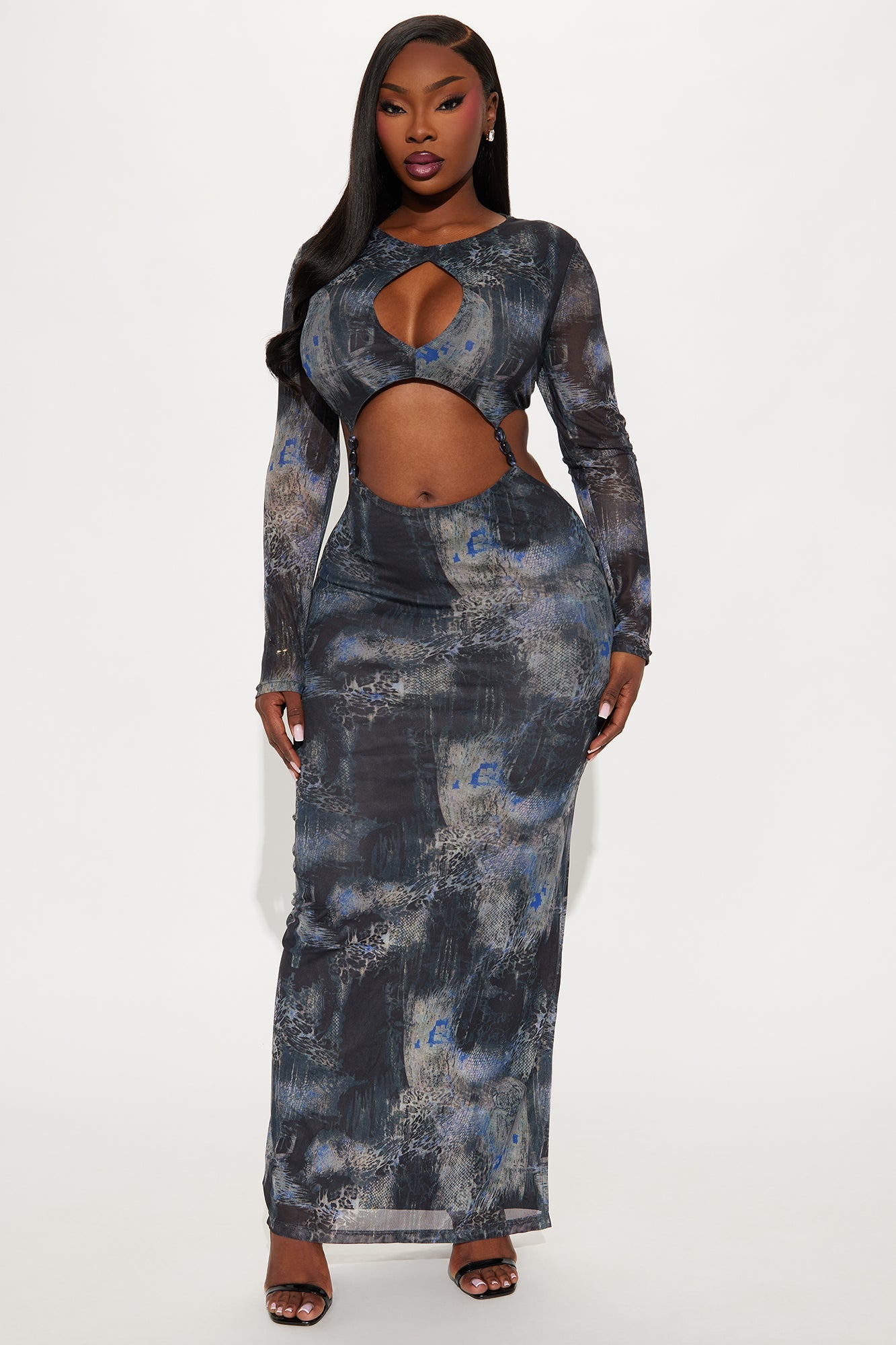 Don't Misstep Cut Out Maxi Dress - Grey/combo