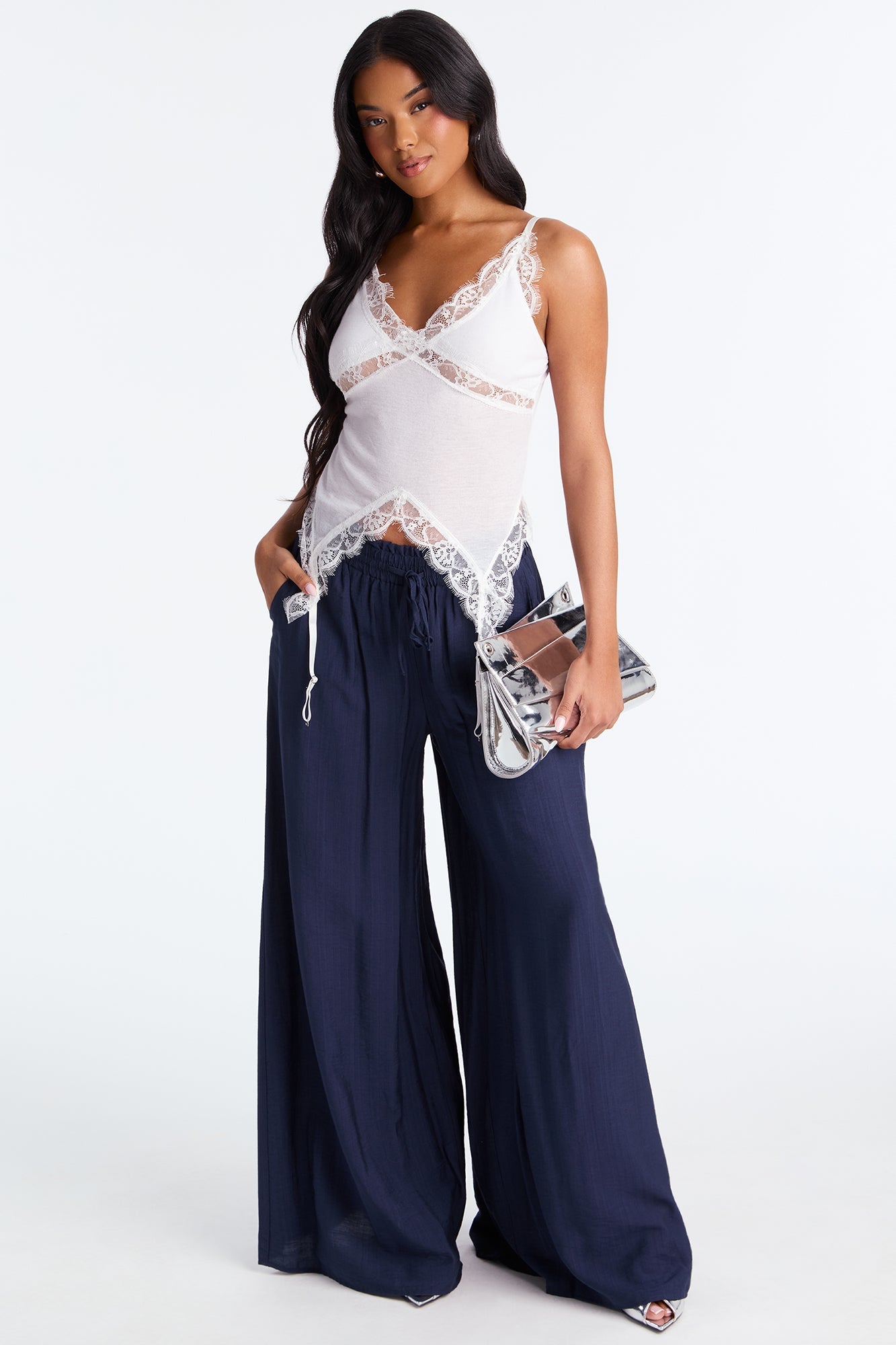 Meet At Sunset Wide Leg Pant - Navy