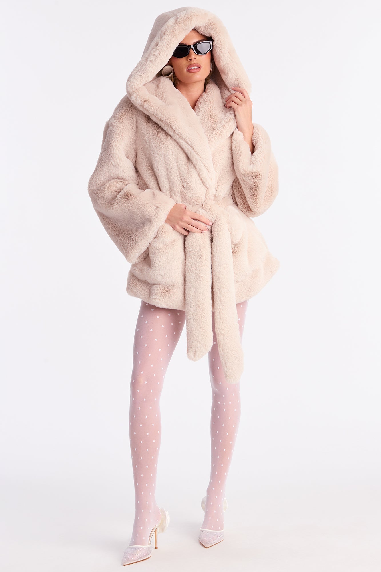 Queen Of The North Faux Fur Coat - Beige