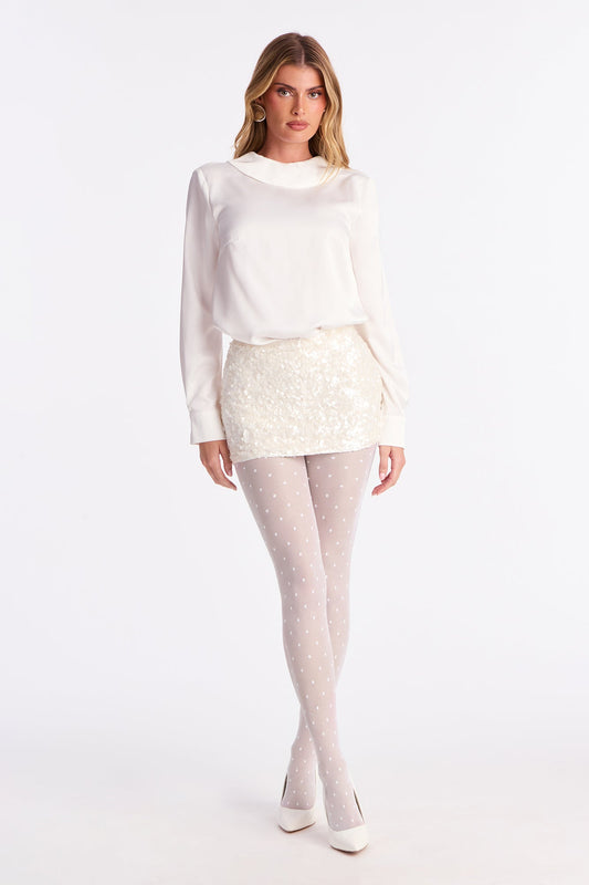 Annalise Back Cowl Satin Top - Ivory