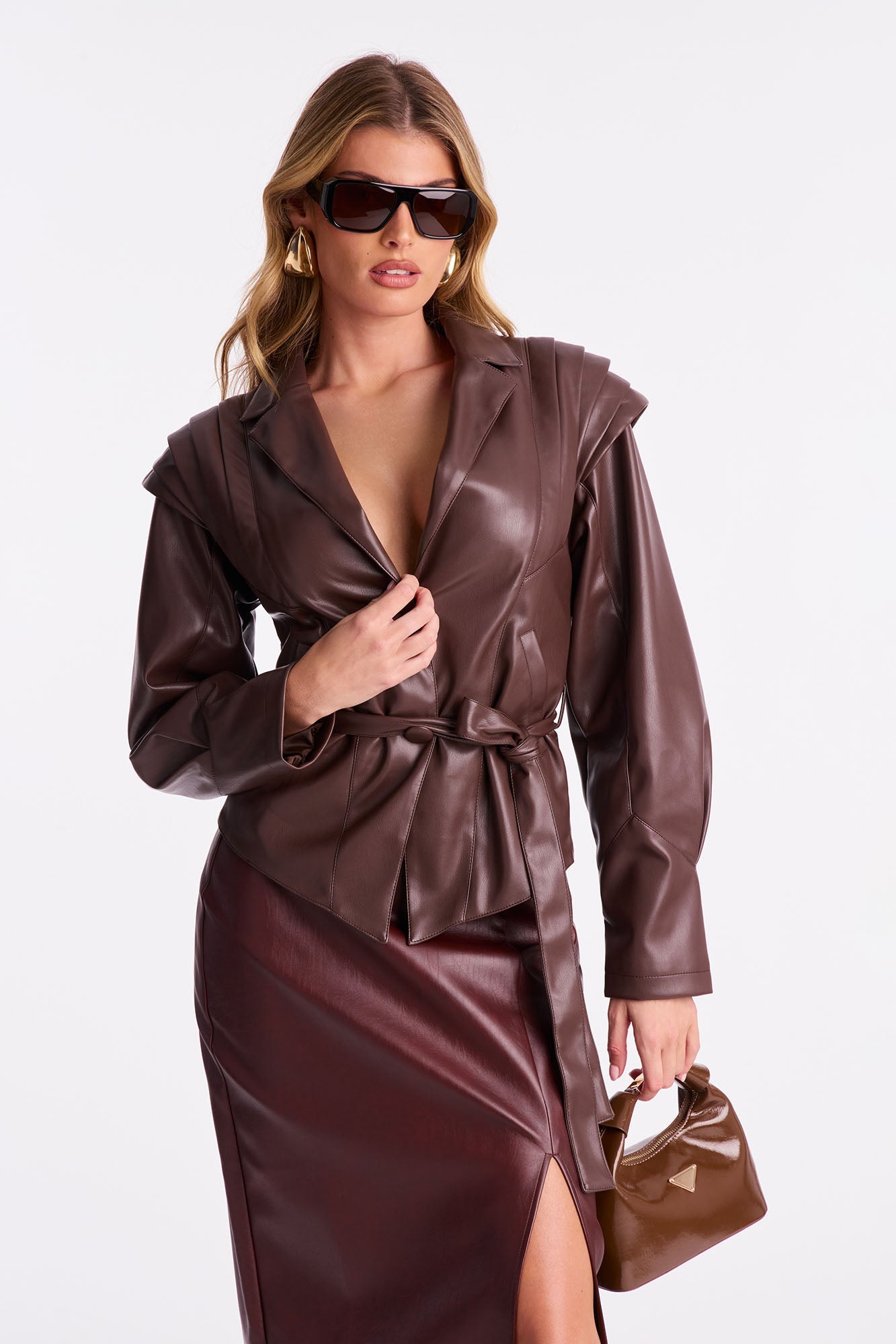 No Hard Feelings Faux Leather Jacket - Brown