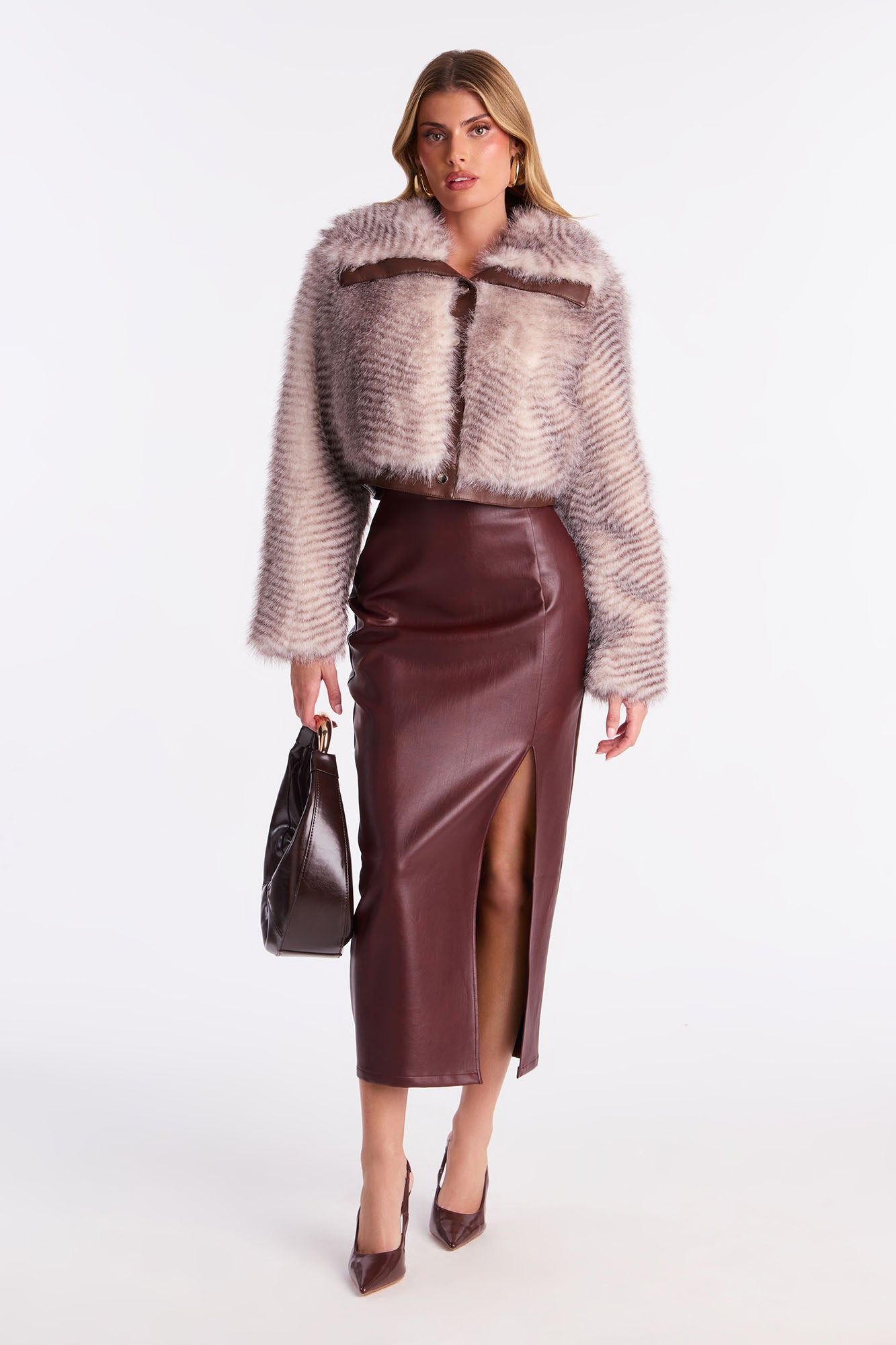 Femme Fatality Animal Print Faux Fur Coat - Brown/combo