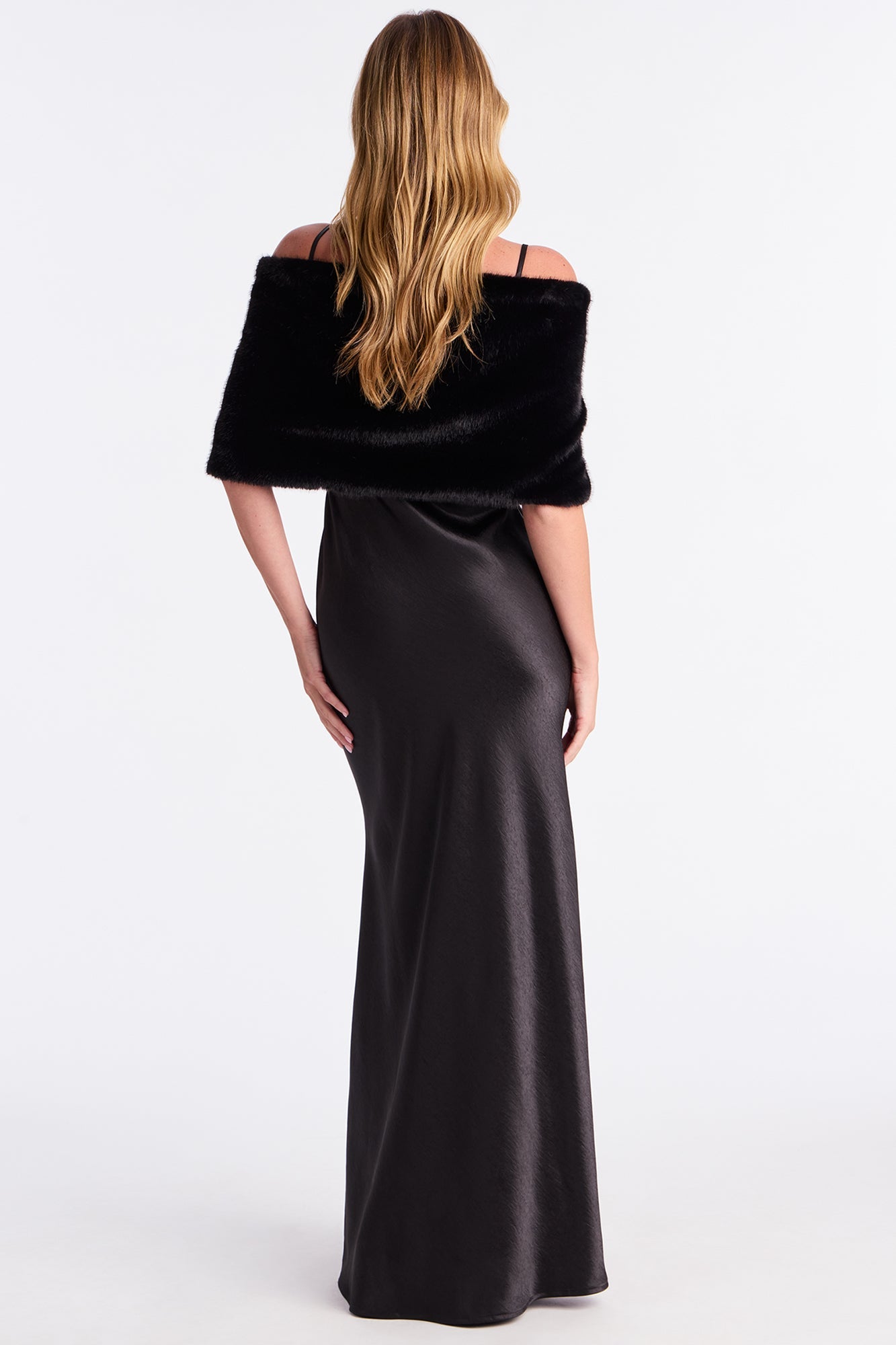 Riley Satin Gown And Wrap Set - Black