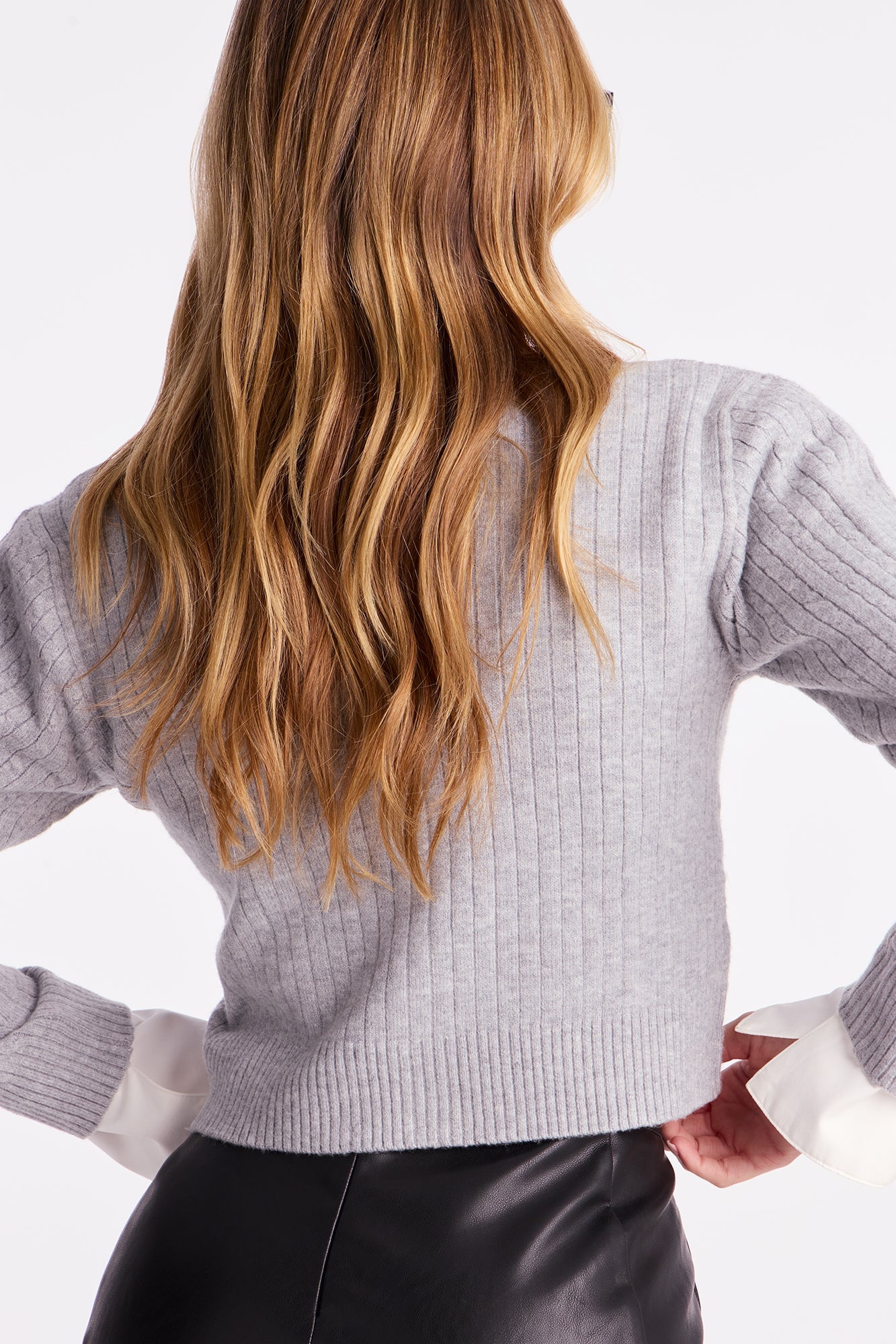 Frosty Cable Knit Cardigan - Heather Grey