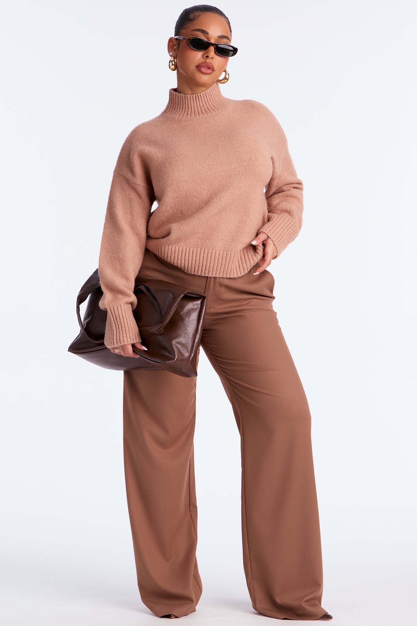 Jesse Mock Neck Sweater - Taupe