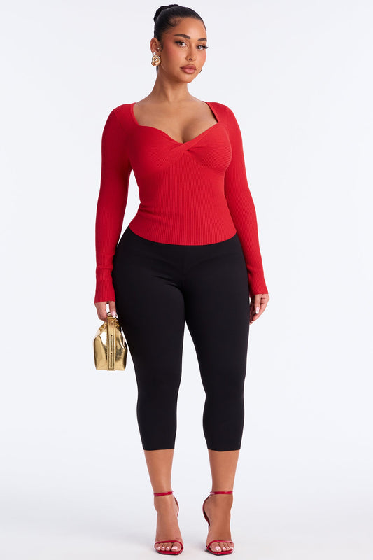 Just My Nature Twisted Sweater Top - Red