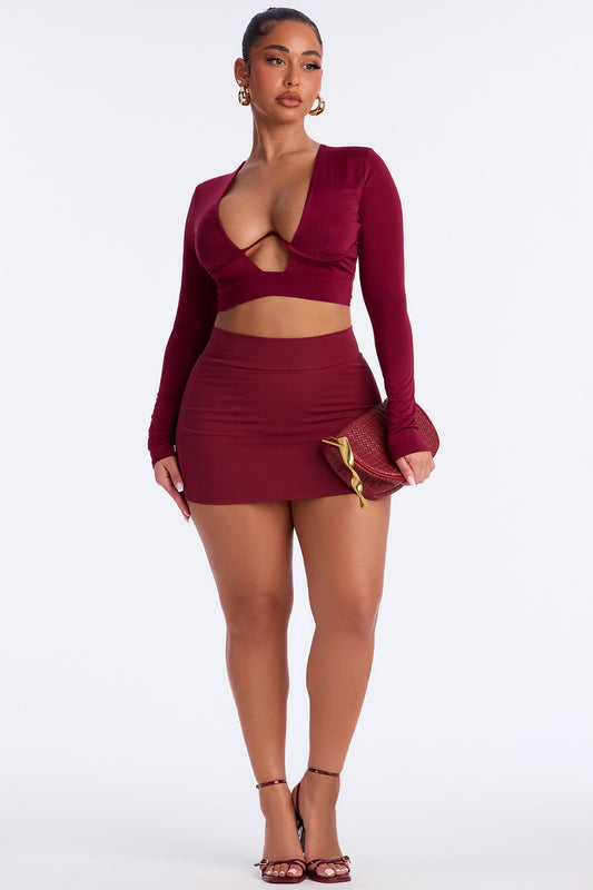 Melanie Micro Mini Skirt - Burgundy