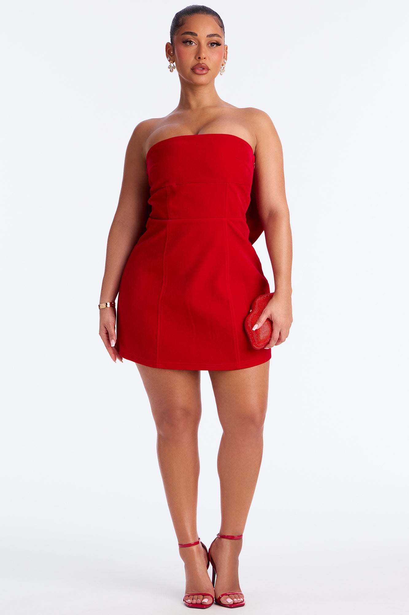 Claribel Velvet Mini Dress - Red