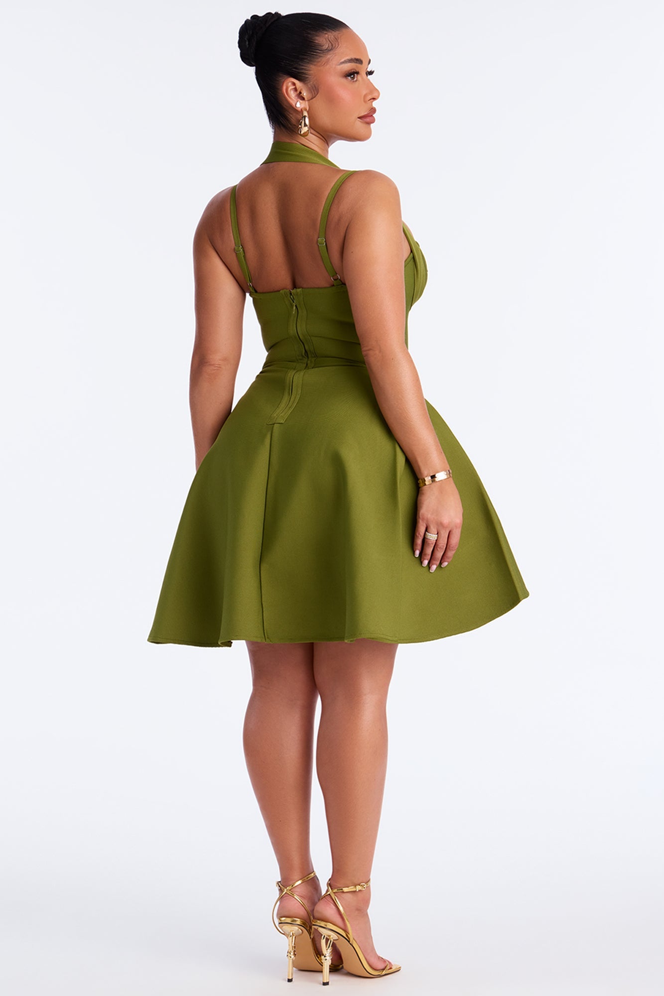 Alondra Asymmetrical Bandage Midi Dress - Olive