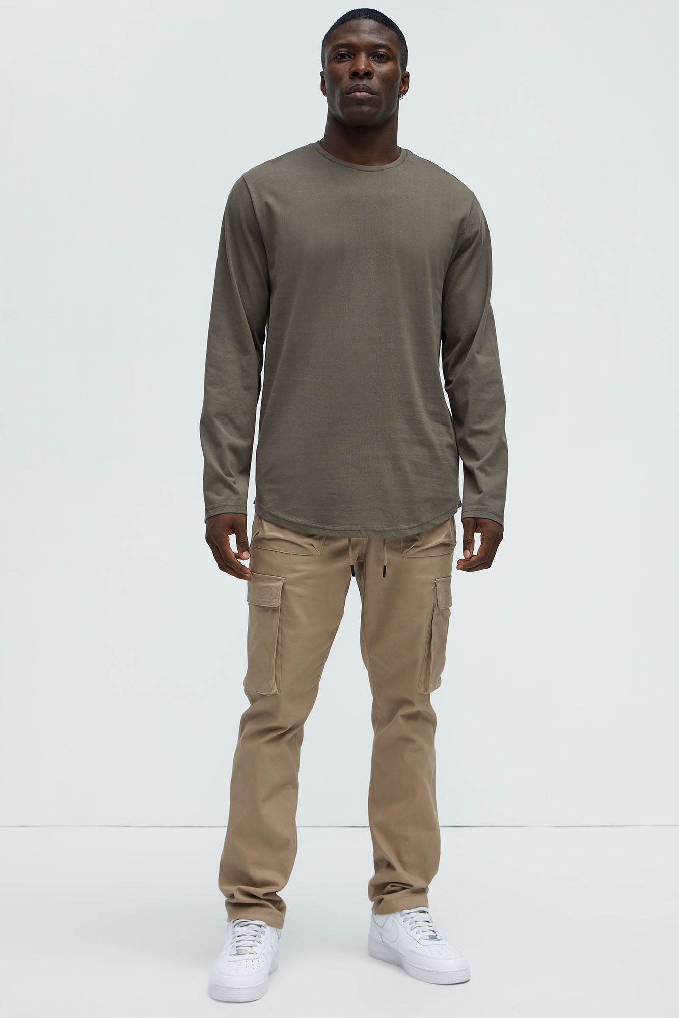 Essential Long Sleeve Scallop Tee - Olive