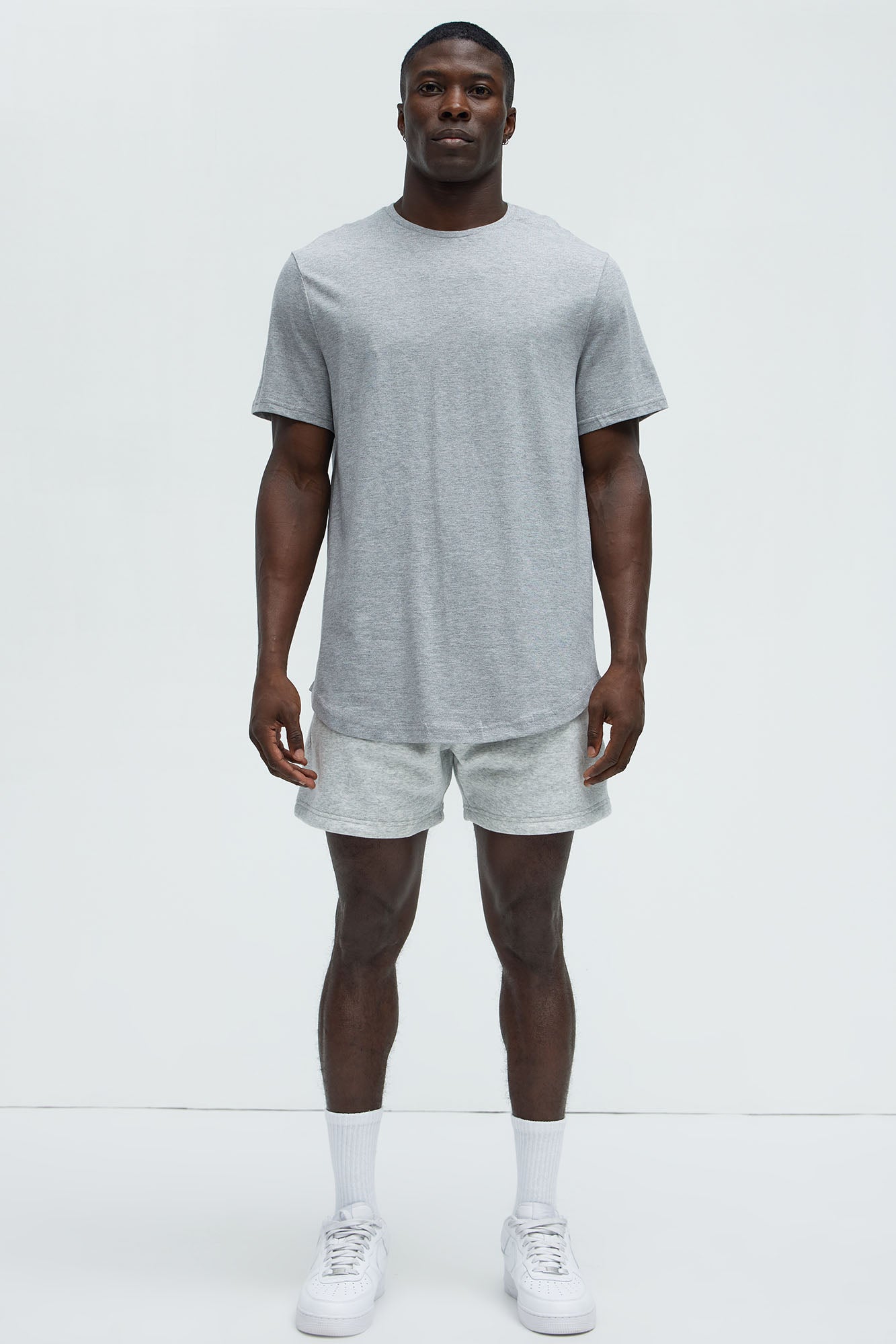 Essential Short Sleeve Scallop Crew Tee - HeatherGrey