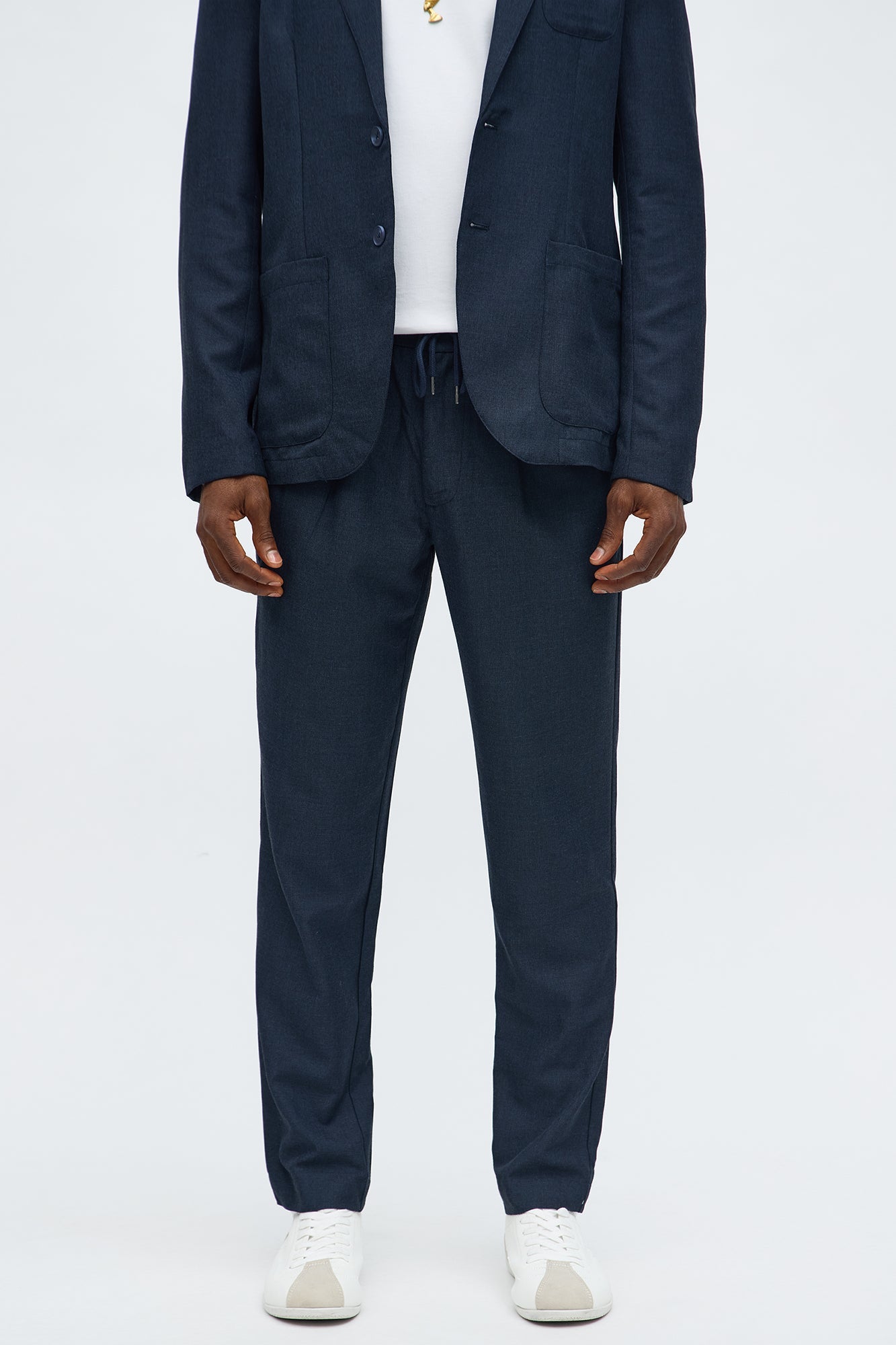 Slim Modern Stretch-Waist Everyday Trouser - Navy