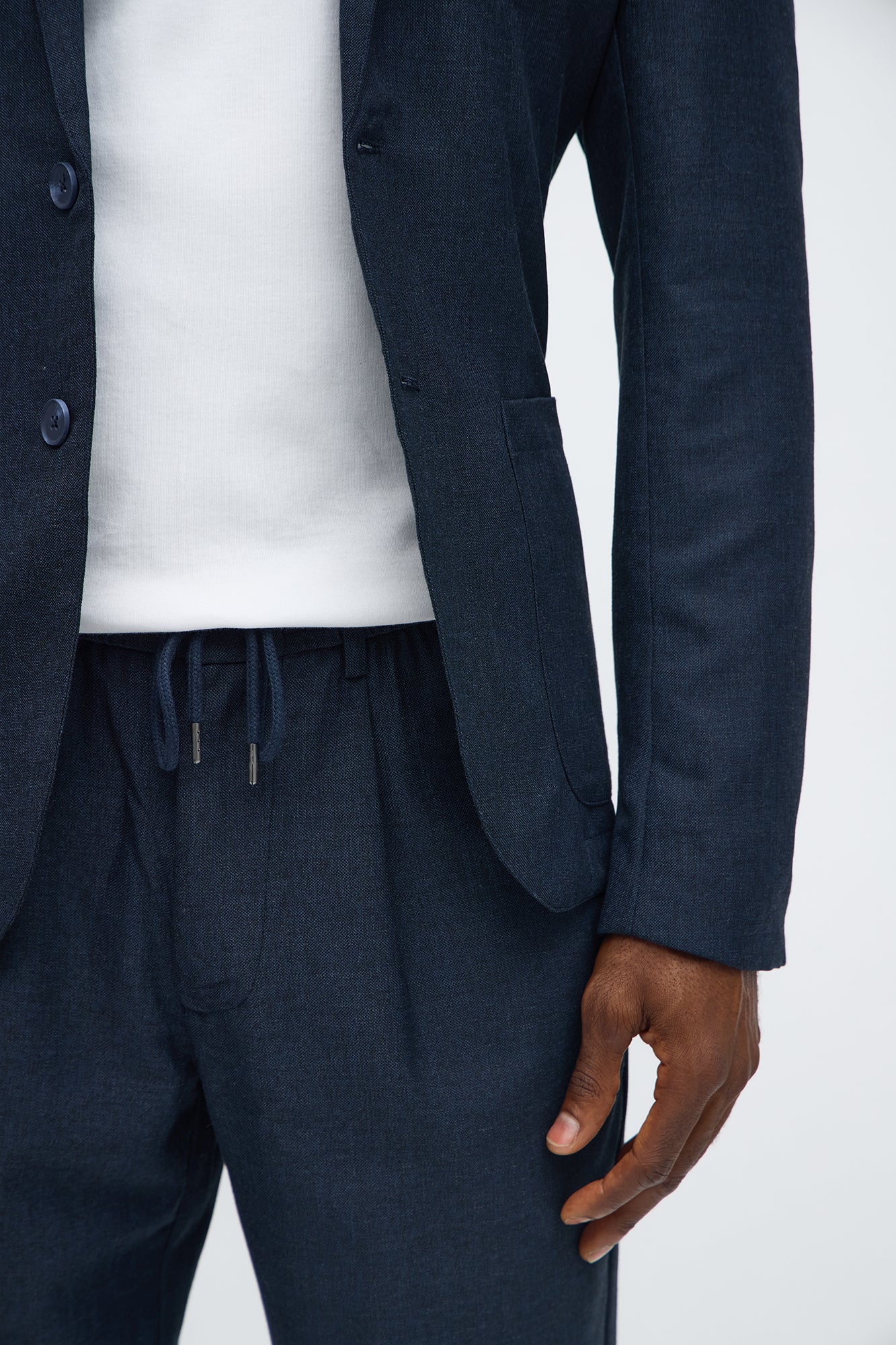 Slim Modern Stretch-Waist Everyday Trouser - Navy