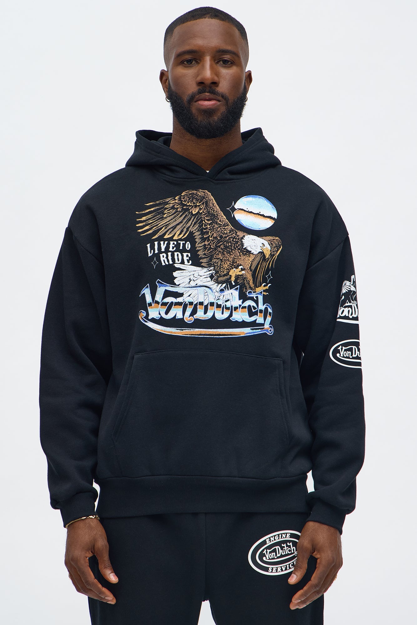 Von Dutch Live To Ride Oversized Hoodie - Black