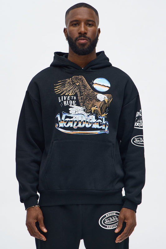 Von Dutch Live To Ride Oversized Hoodie - Black