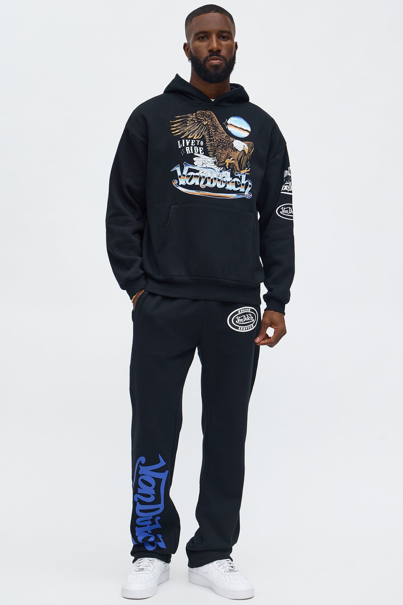 Von Dutch Live To Ride Oversized Hoodie - Black