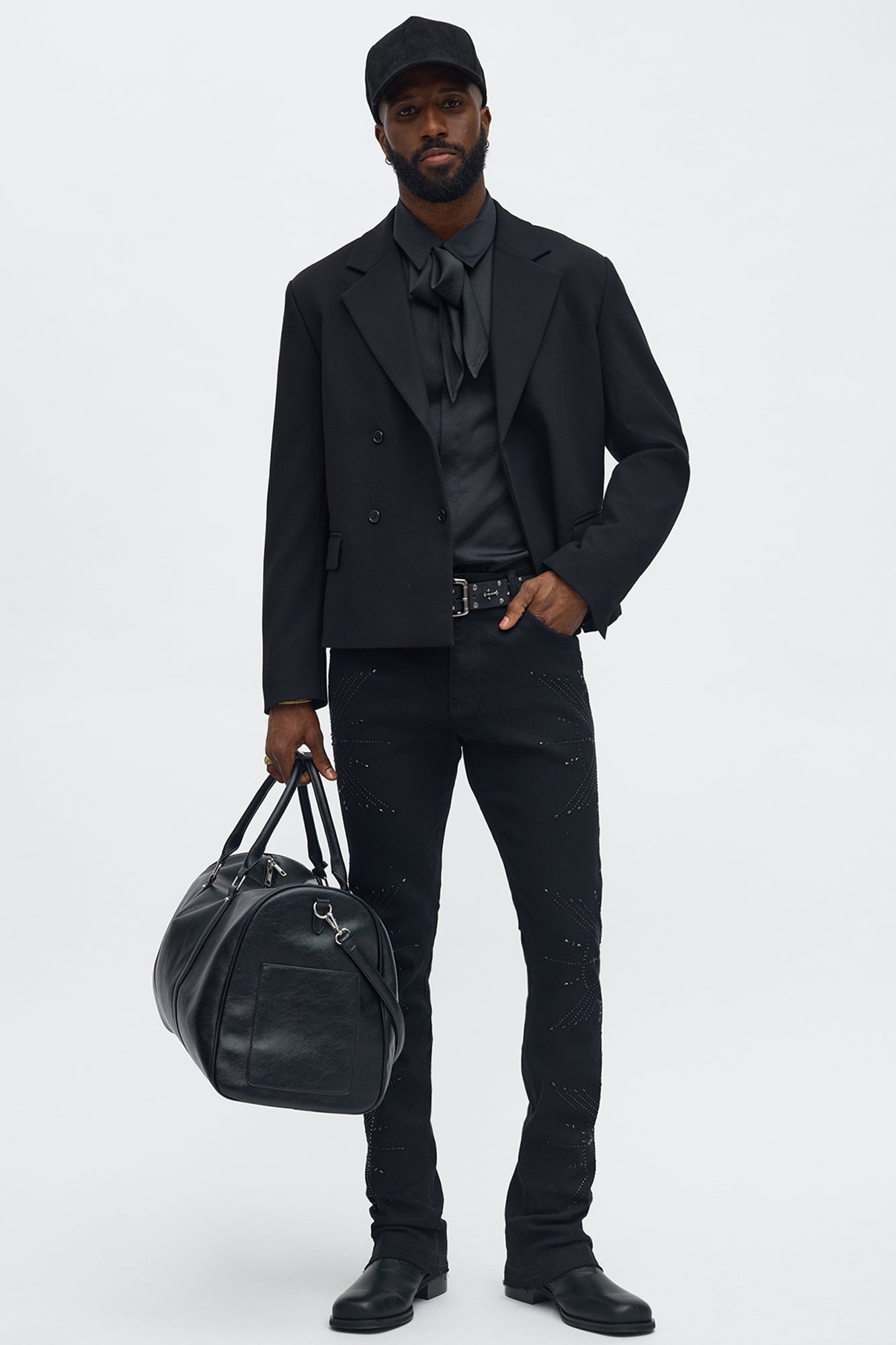 Stacked Skinny Flare Within Star Jeweled Jean - Black