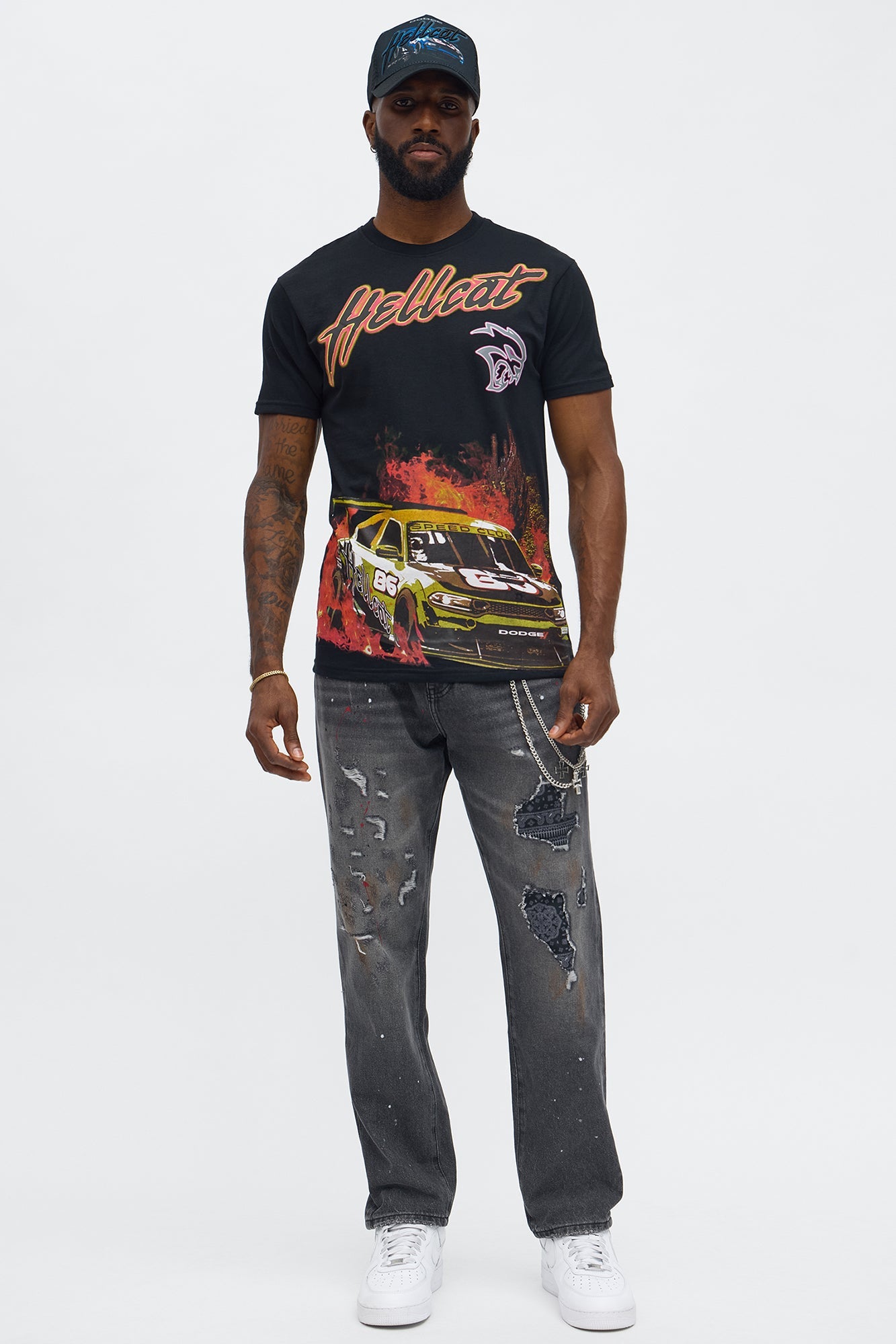 Slim Paint Splat On The Low Ripped Jeans - Black Wash