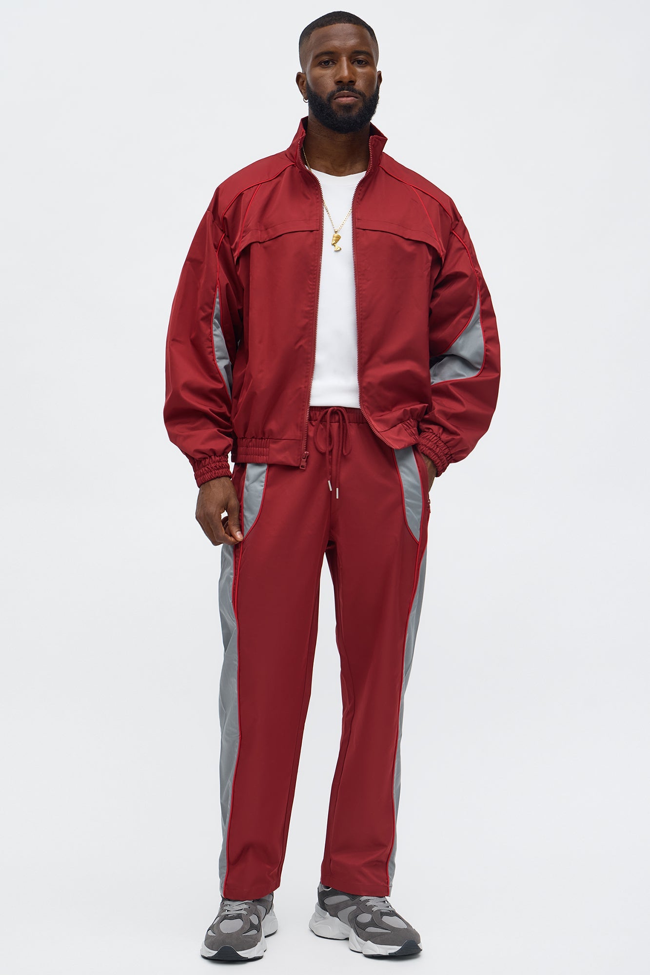 Washed Cut The Track Jacket - Red/combo