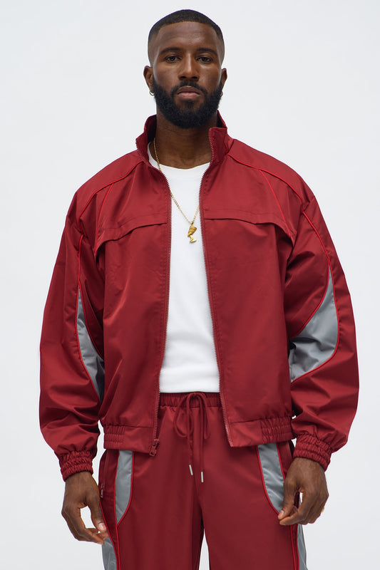 Washed Cut The Track Jacket - Red/combo
