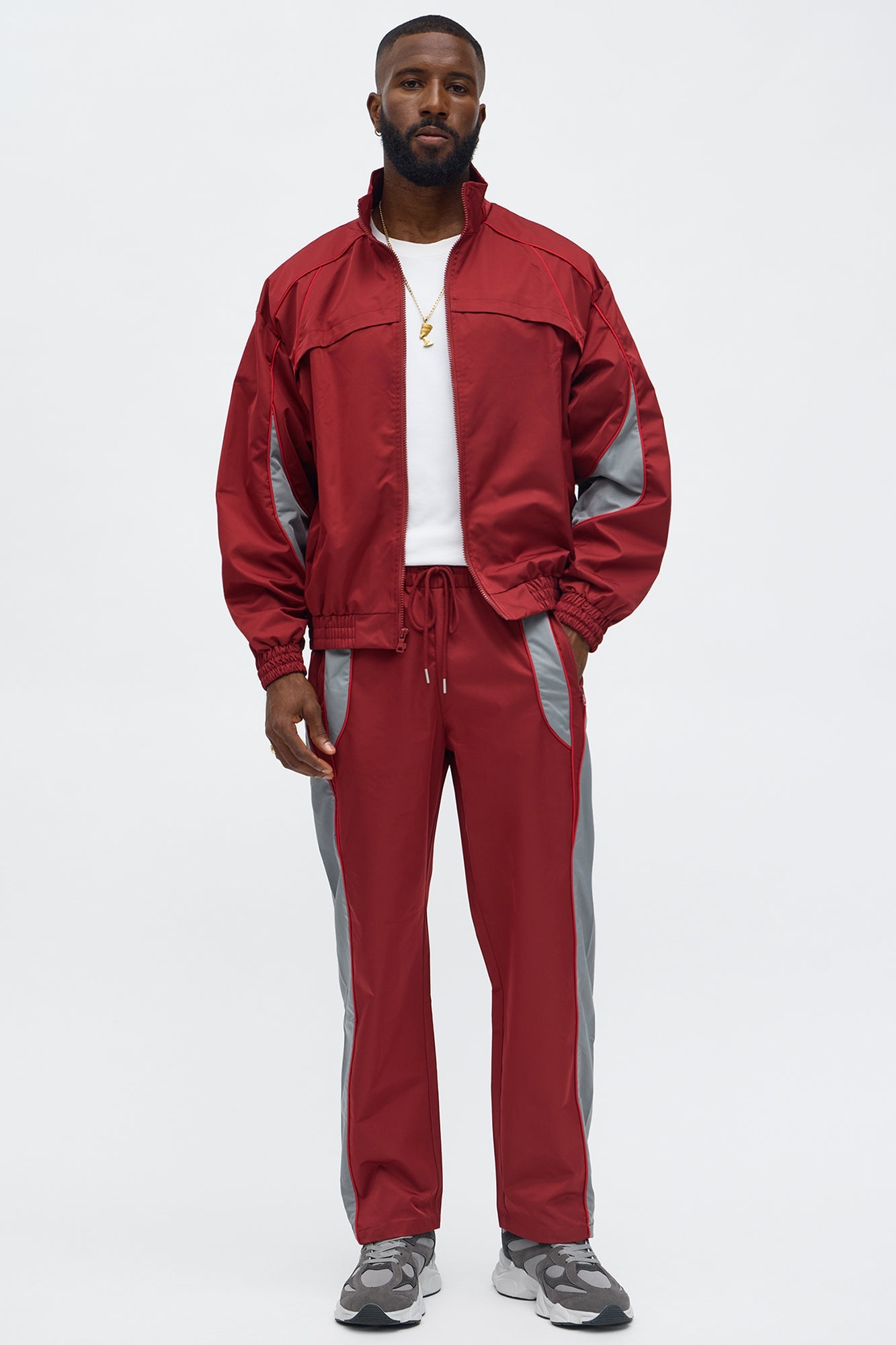 Straight Washed Cut The Track Pant - Red/combo