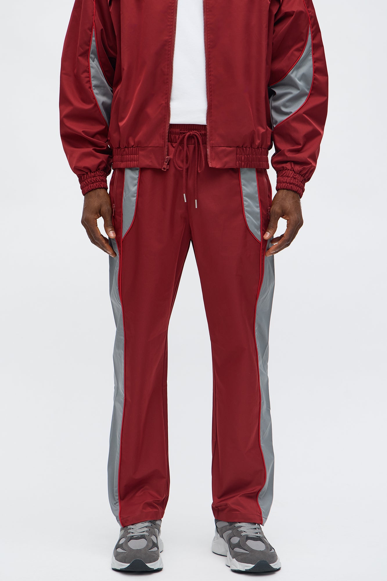 Straight Washed Cut The Track Pant - Red/combo