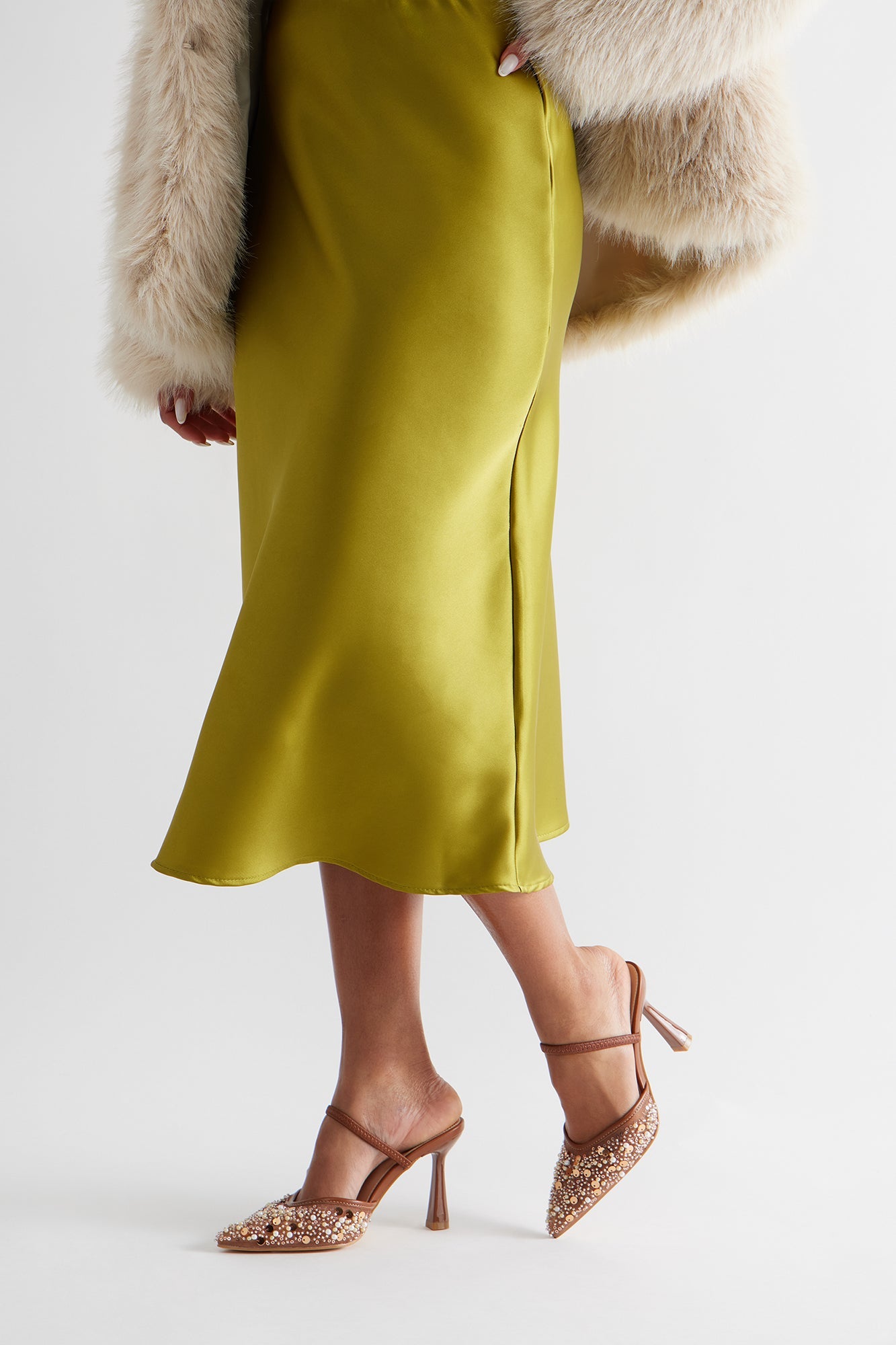 Tinaya Sequin Slingback Pumps - Brown